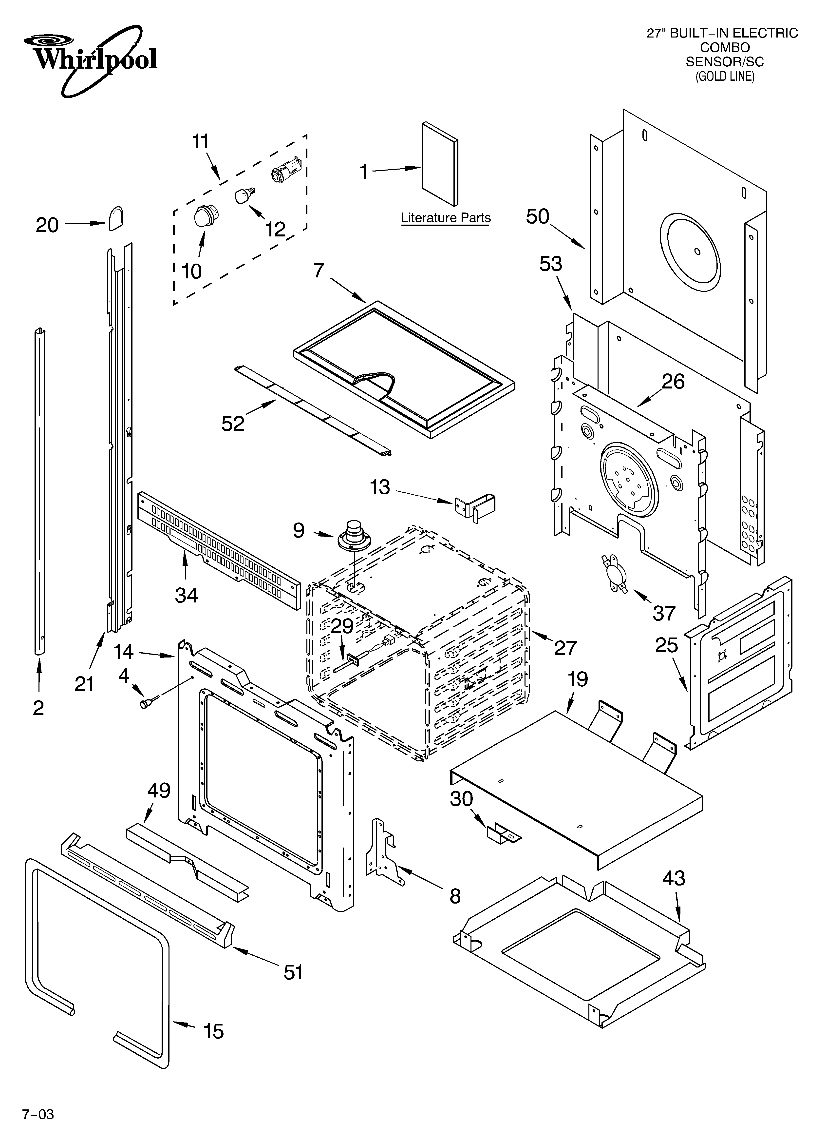 Whirlpool GMC275PDS07 oven parts diagram