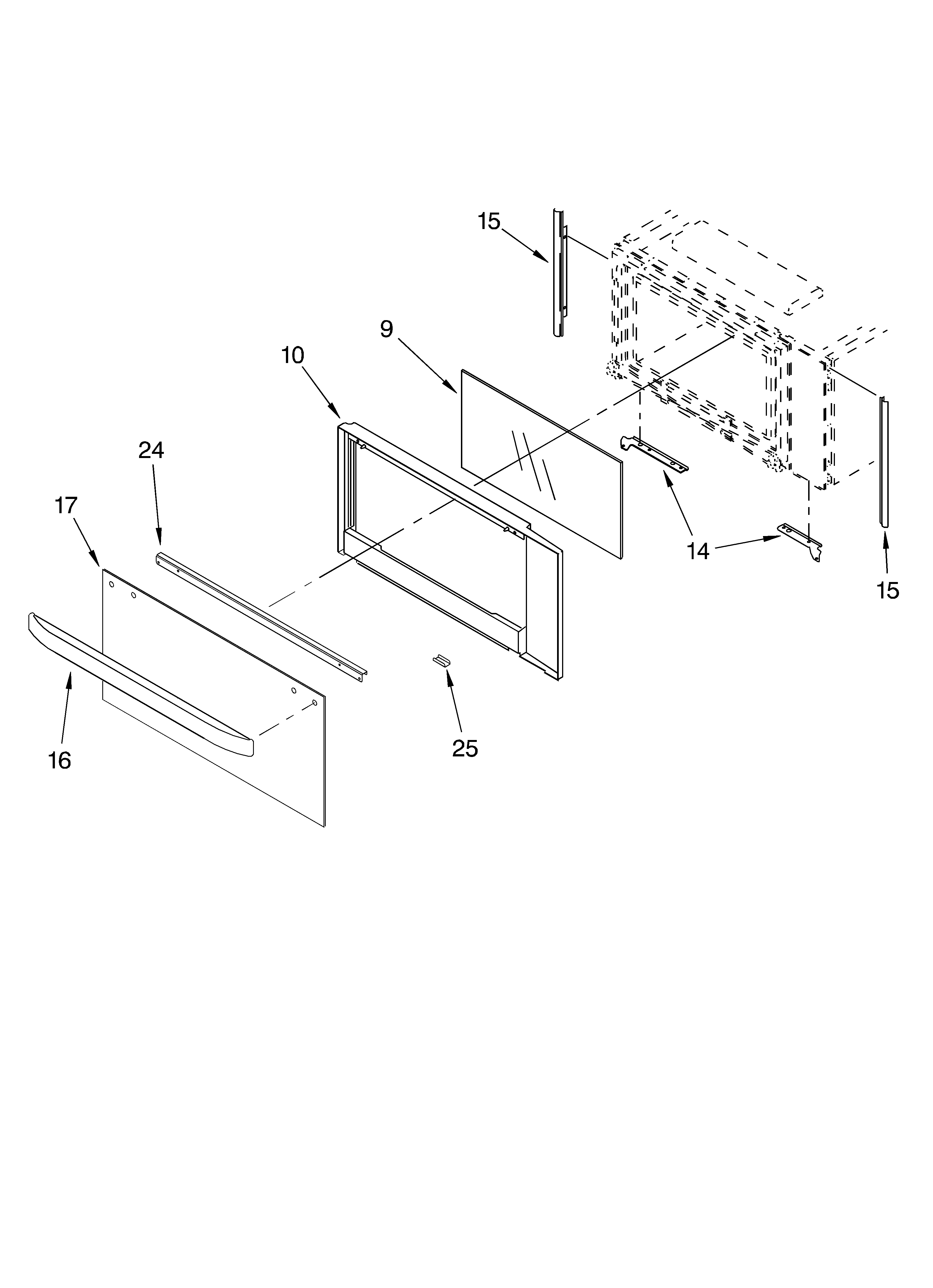 Whirlpool GMC275PDS07 microwave door parts diagram