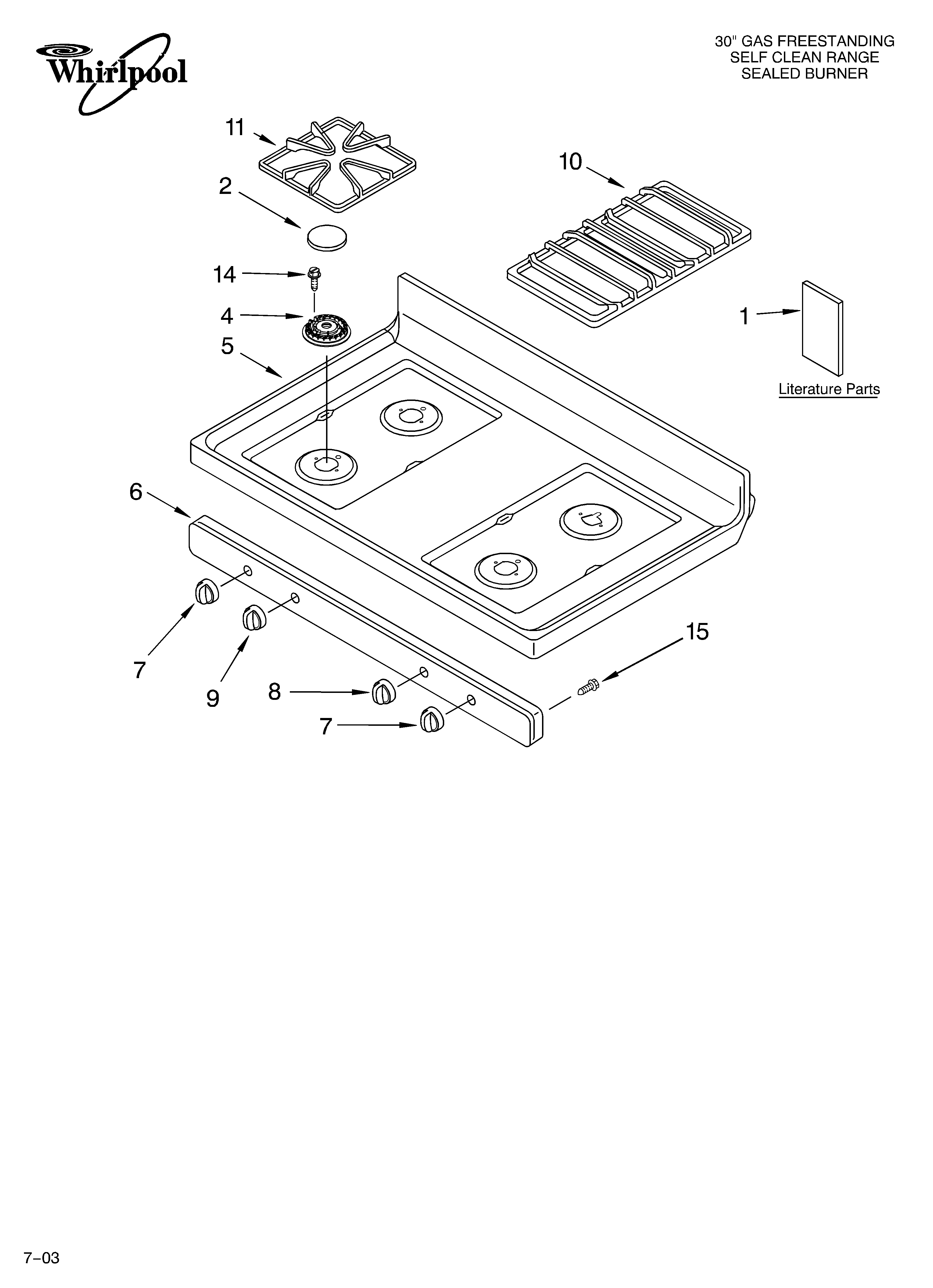 Whirlpool GS445LEMS0 cooktop parts diagram