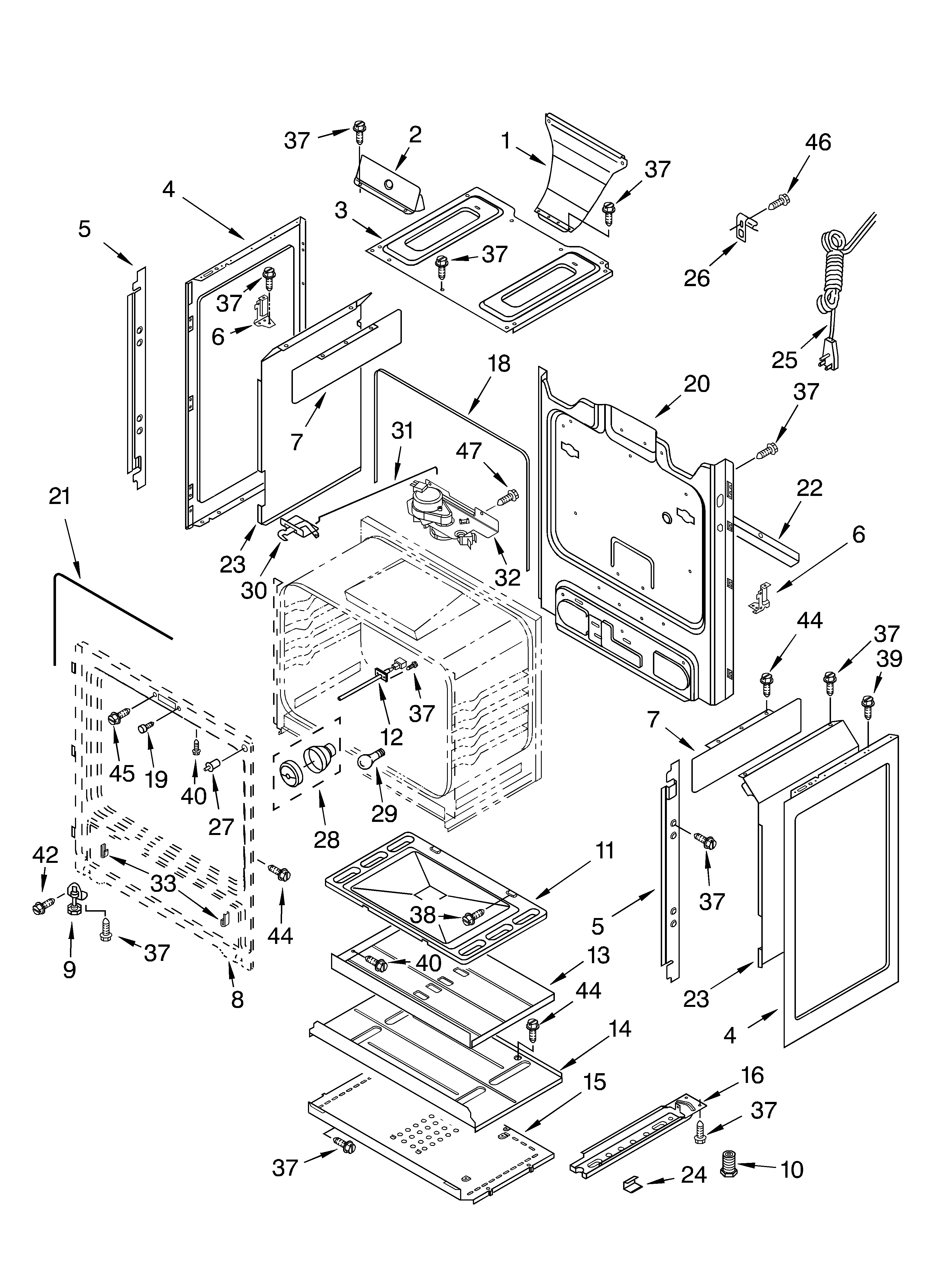 Whirlpool GS445LEMS0 chassis parts diagram