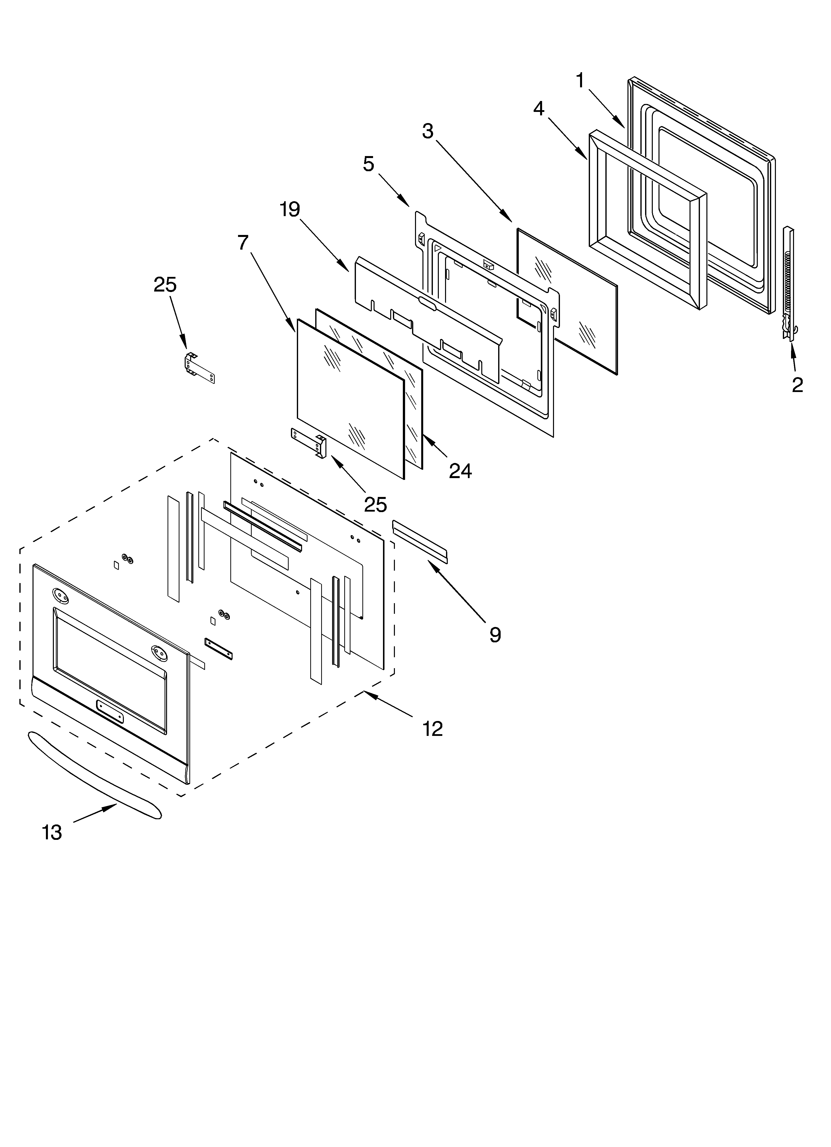 KitchenAid KEBV208MMT00 oven door parts diagram