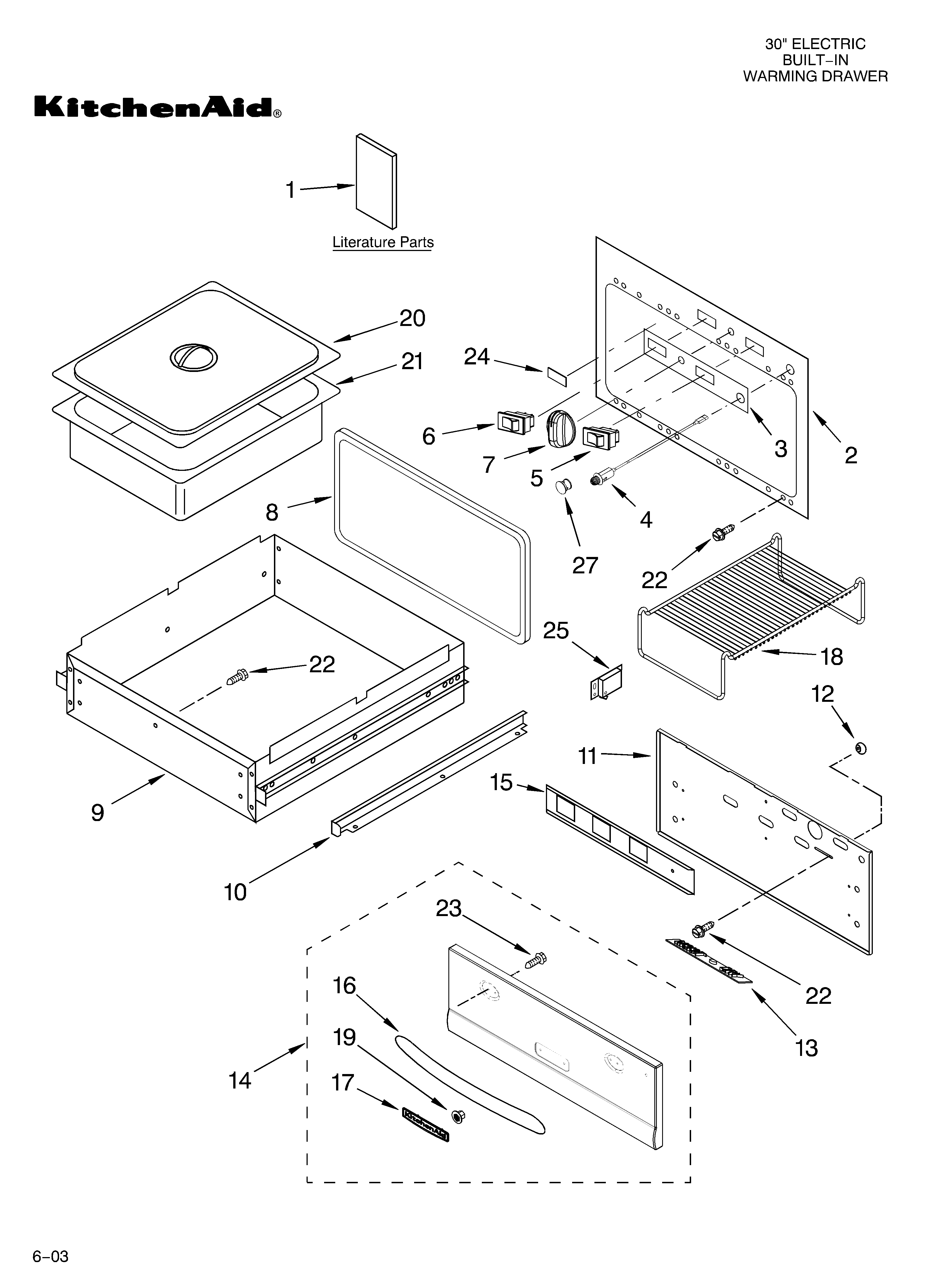 KitchenAid KEWV105MMT00 control, door and drawer parts diagram