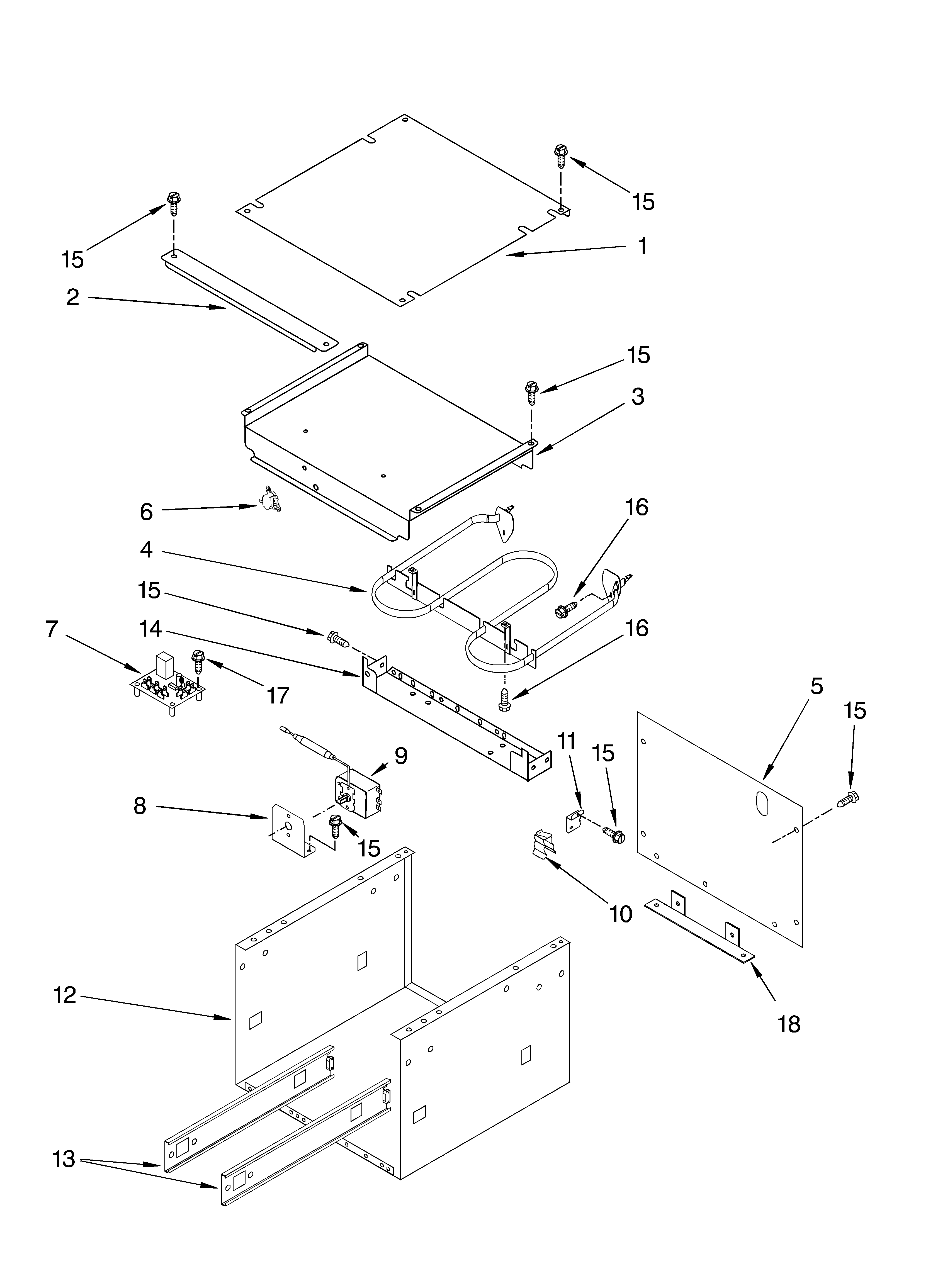 KitchenAid KEWV105MMT00 internal warming drawer parts diagram