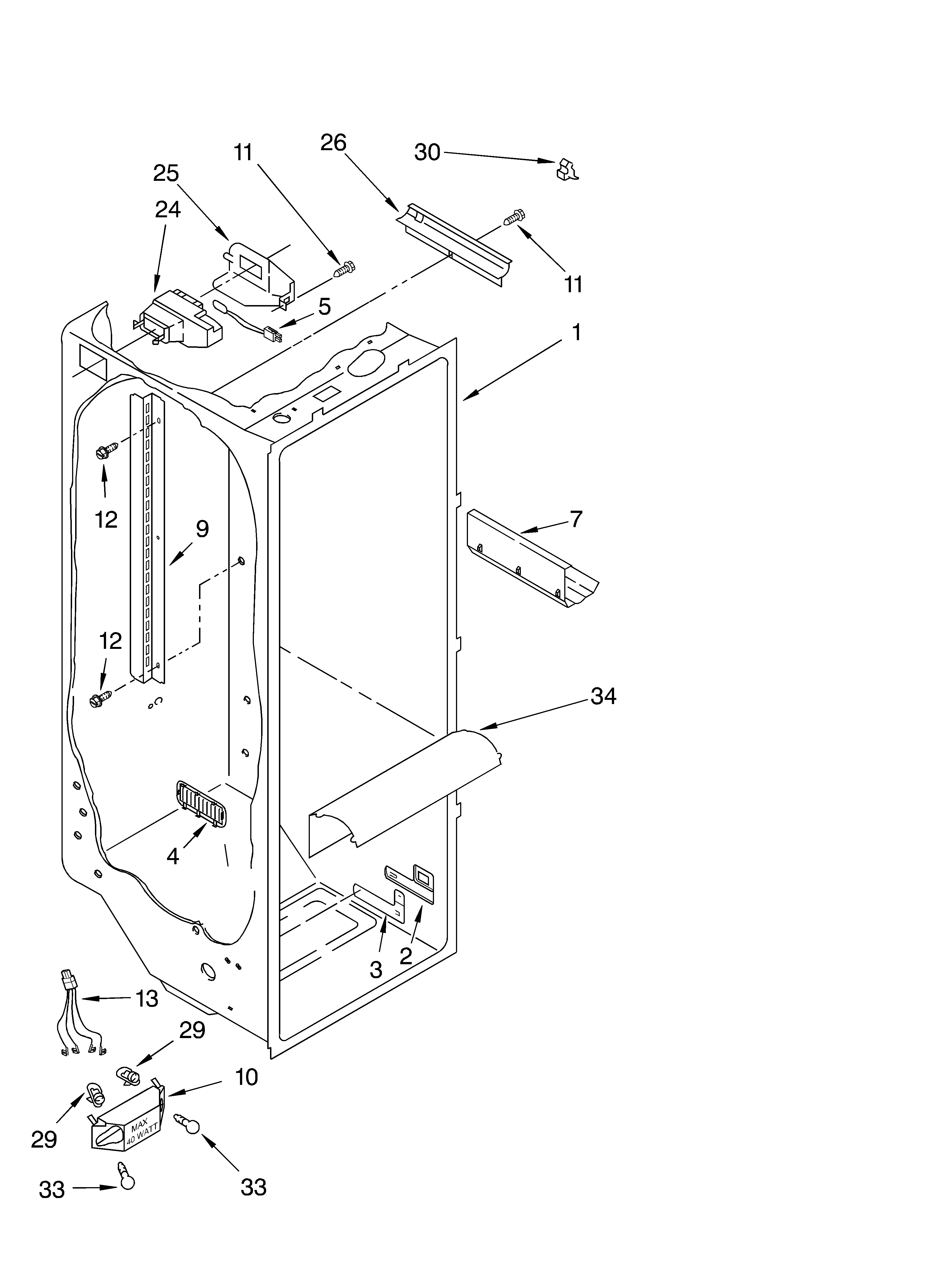 KitchenAid KSRA22KKBT02 refrigerator liner parts diagram