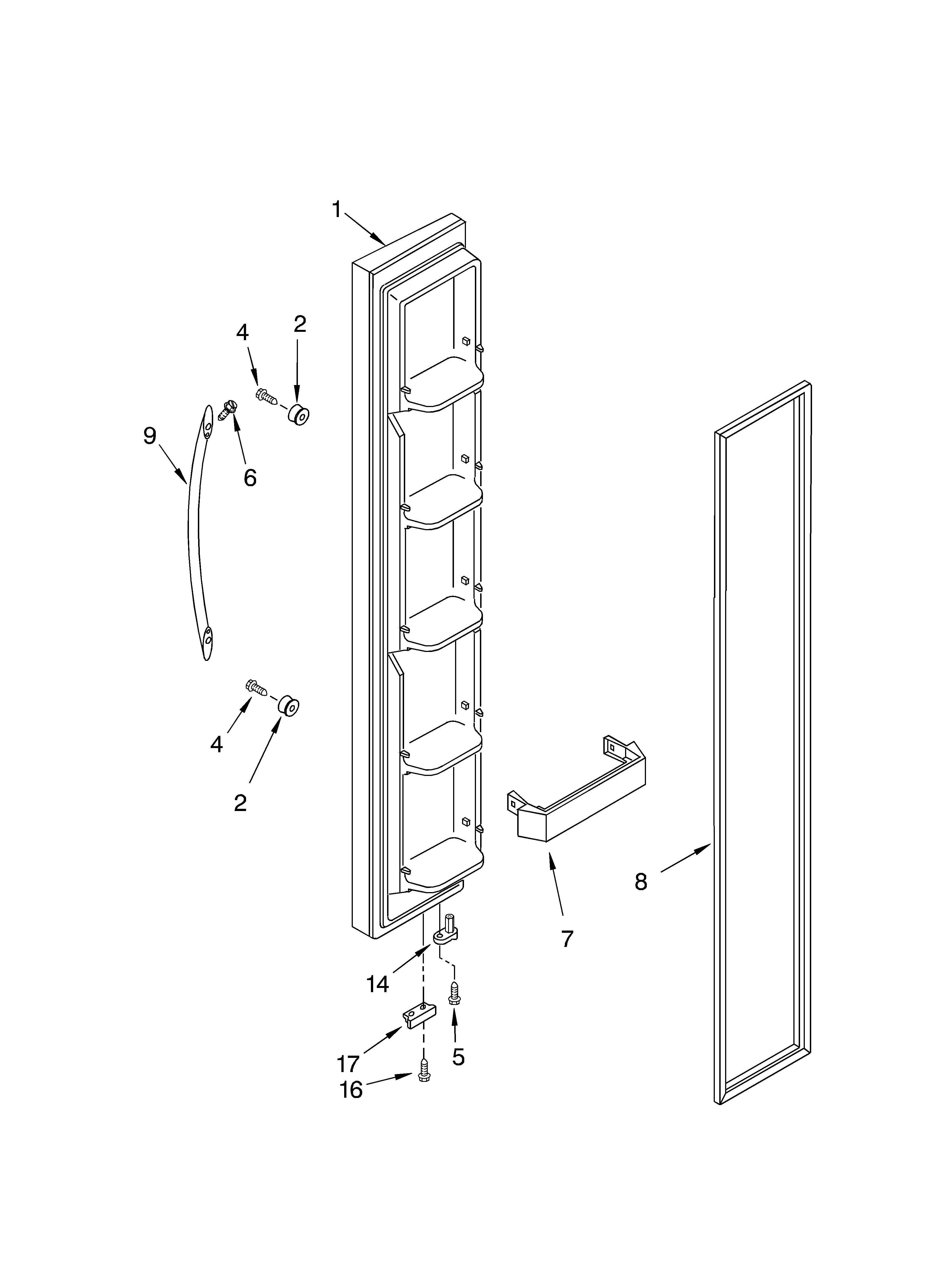 KitchenAid KSRA22KKBT02 freezer door parts diagram