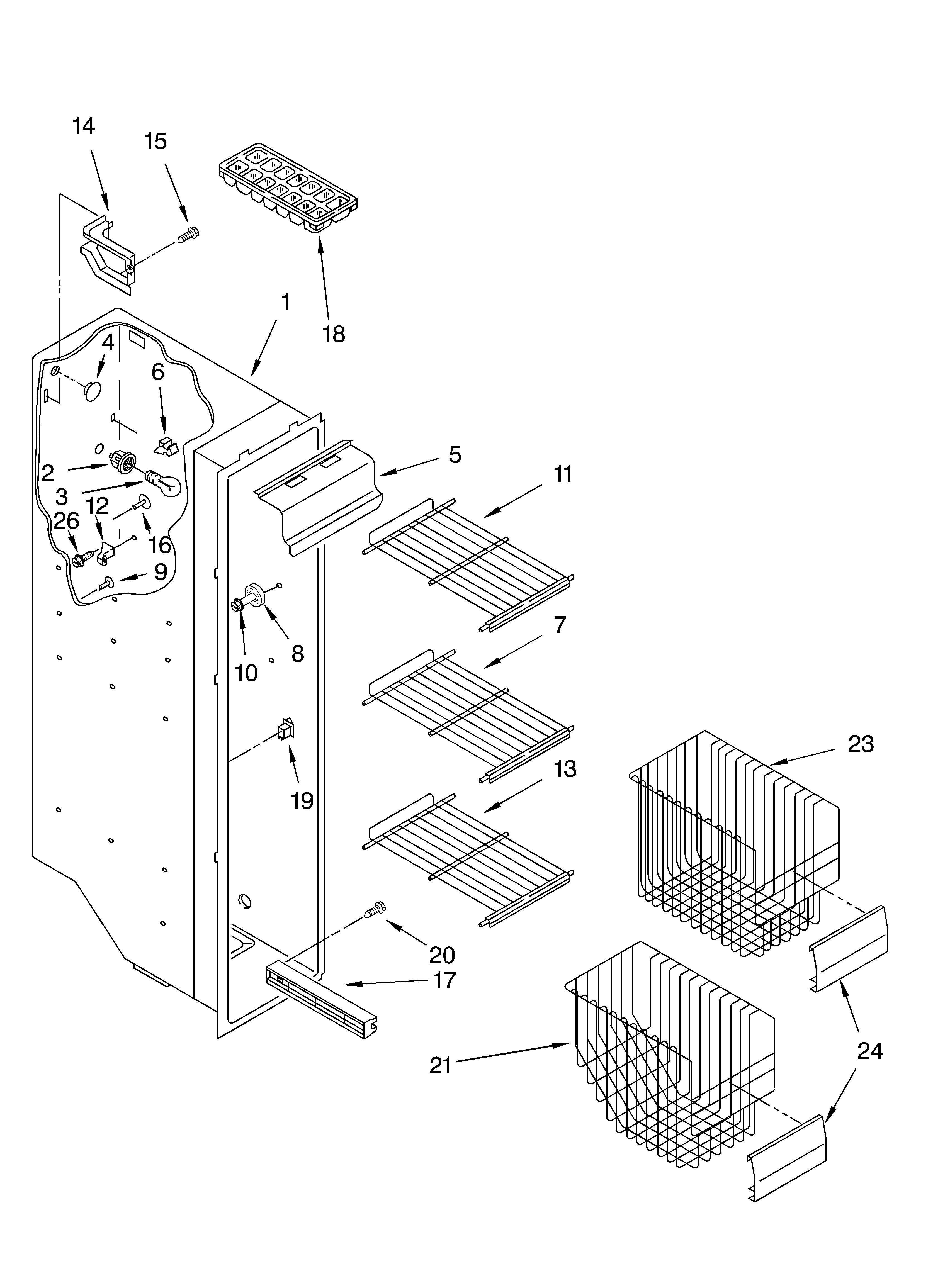 KitchenAid KSRA22KKBT02 freezer liner parts diagram
