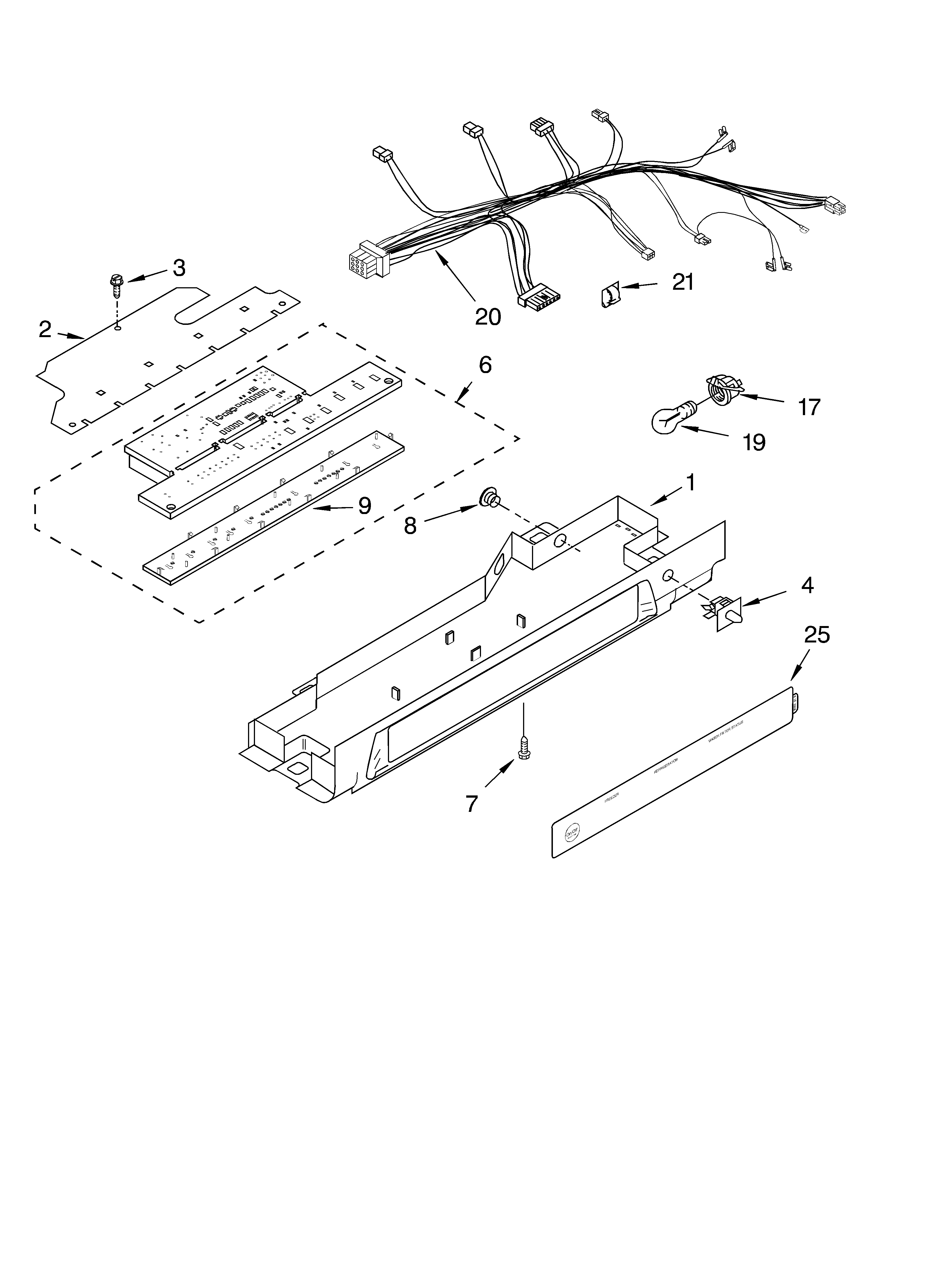 KitchenAid KSRA25KKWH02 control parts diagram