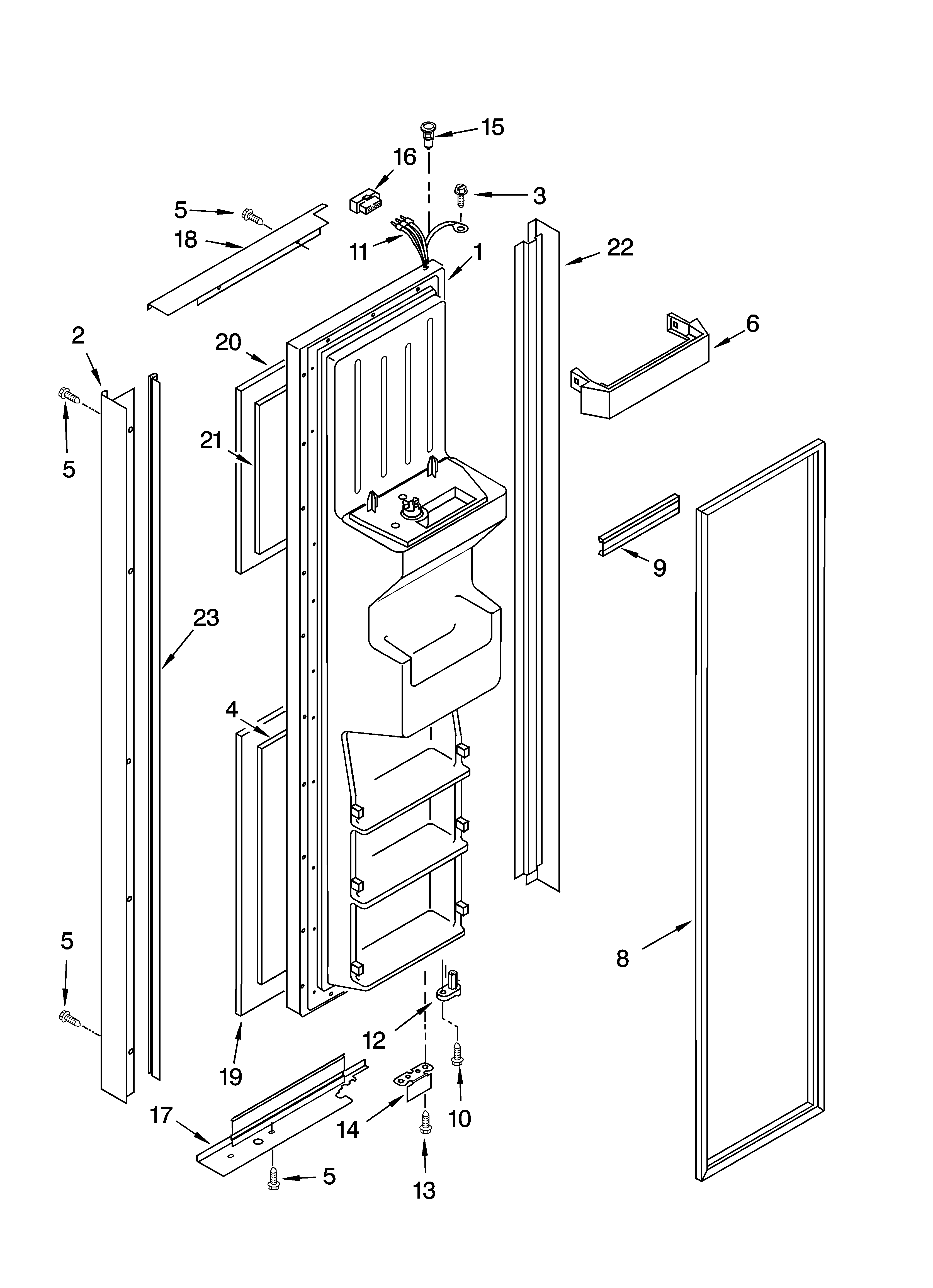 KitchenAid KSRB22FKSS04 freezer door parts diagram