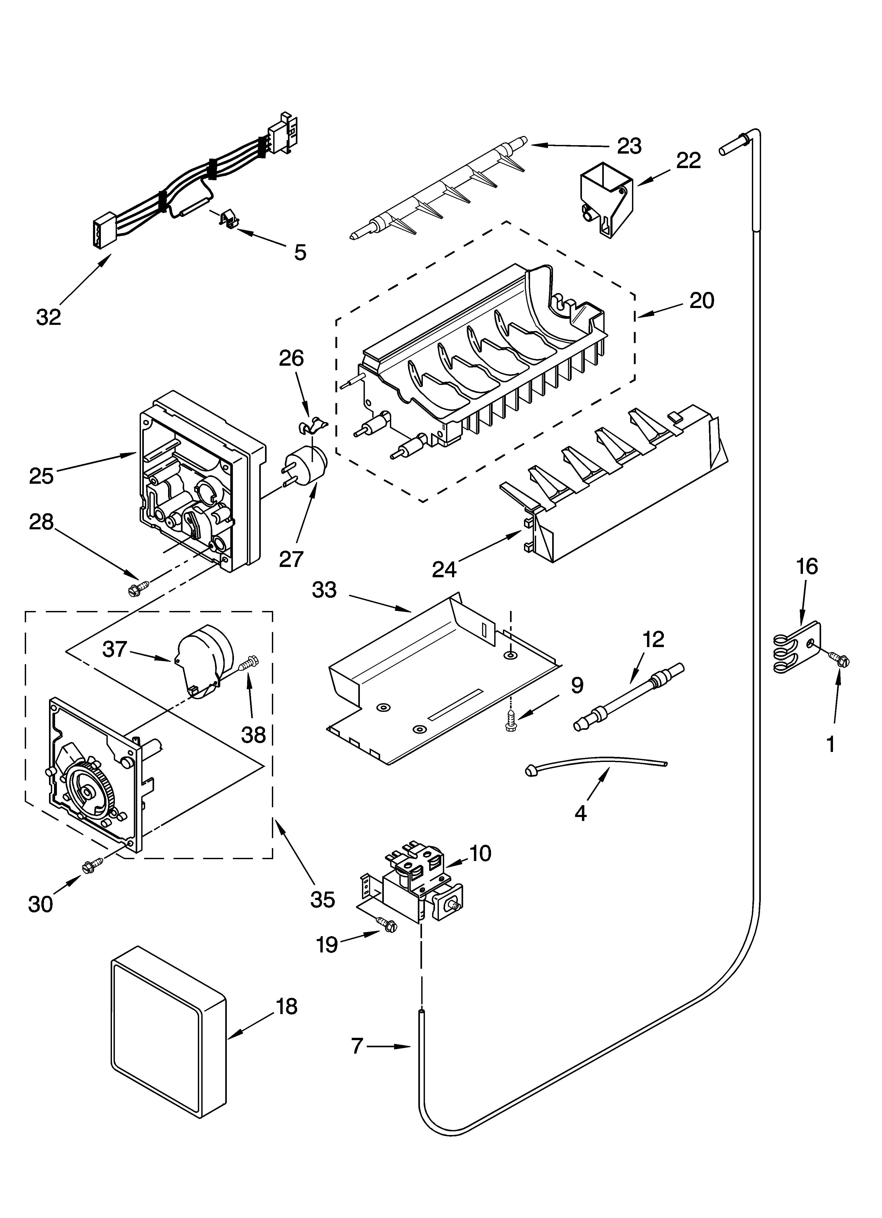 KitchenAid KSRB22FKSS04 icemaker parts diagram