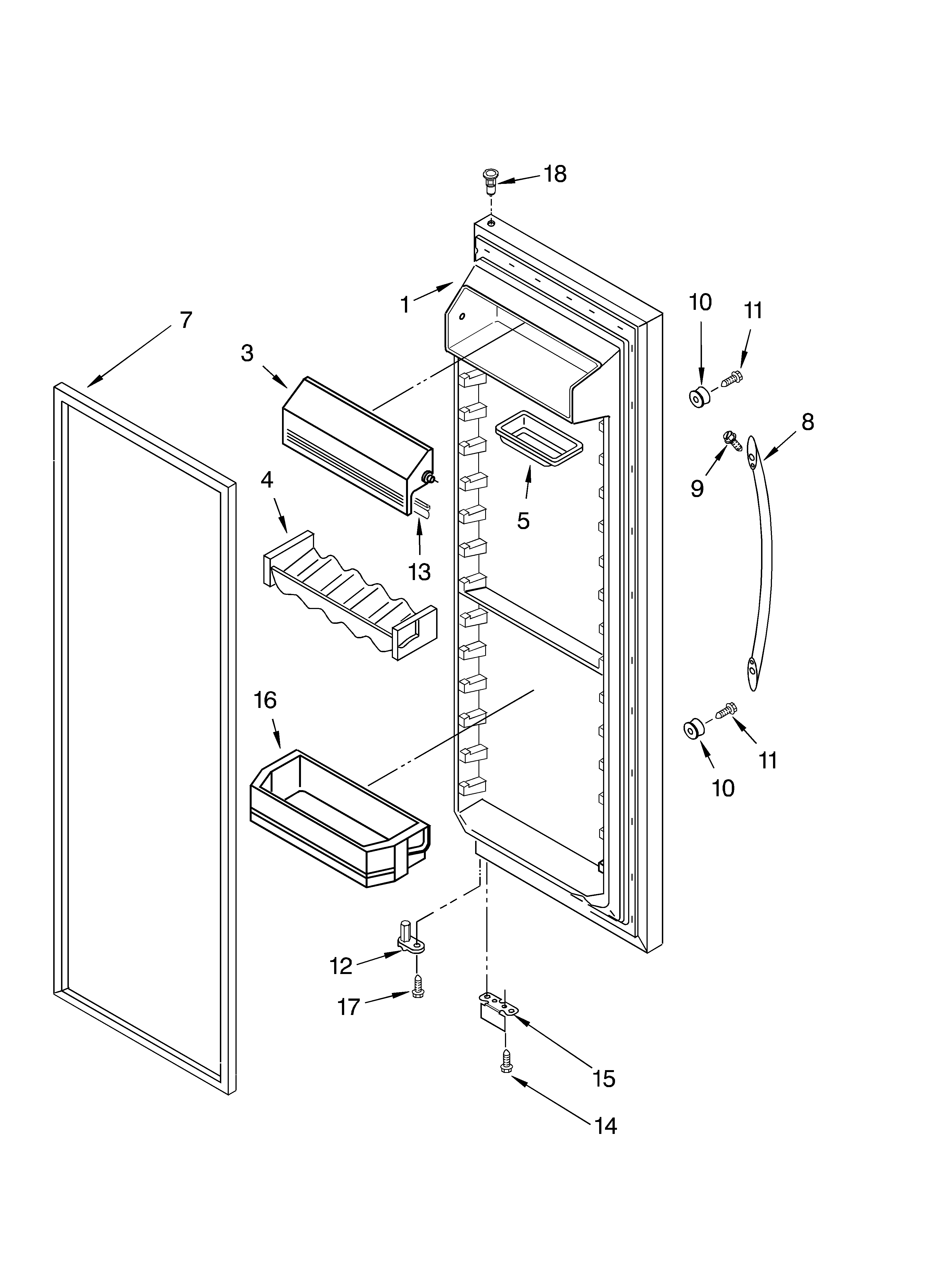 KitchenAid KSRK25ILWH03 refrigerator door parts diagram