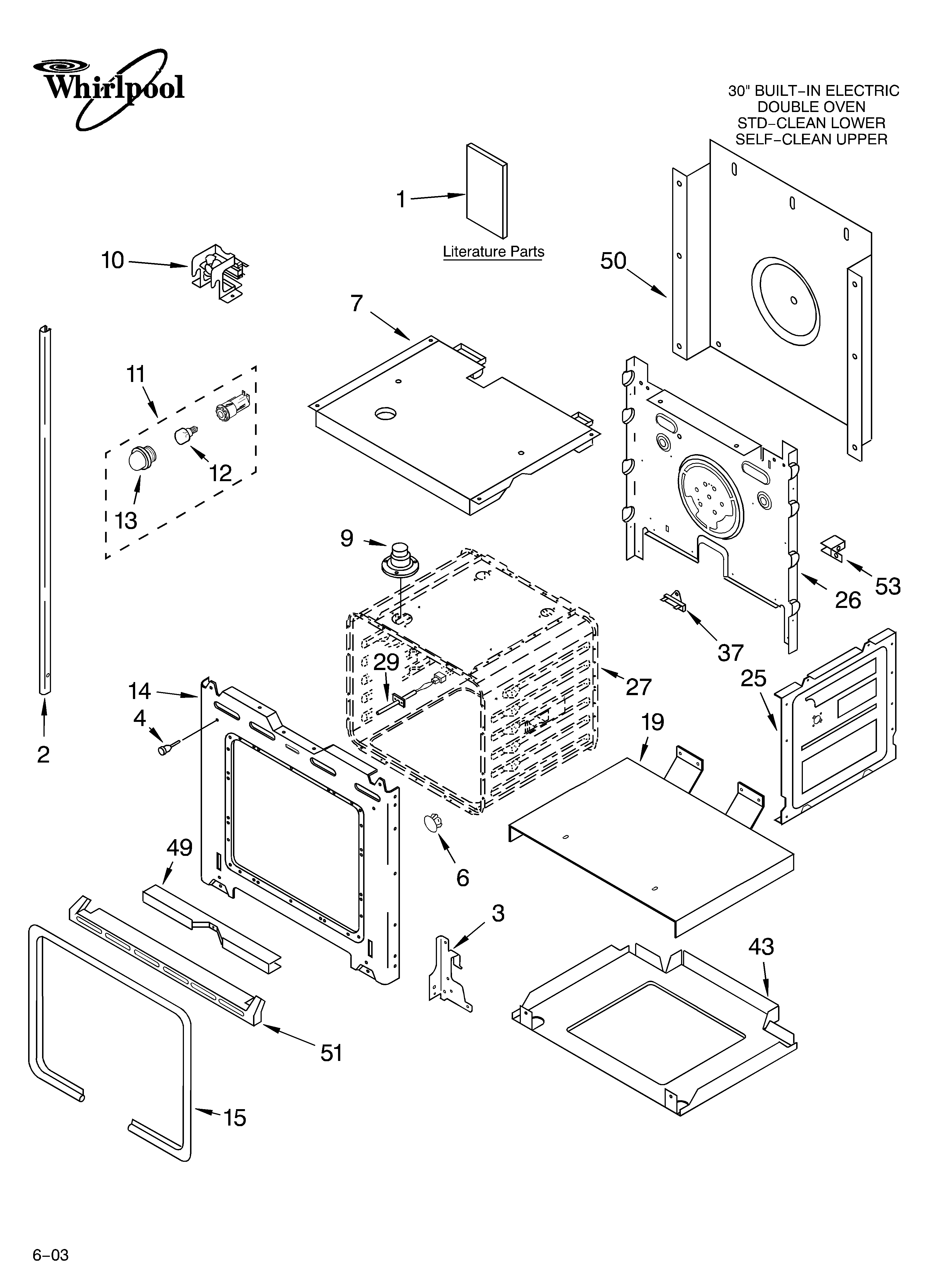 Whirlpool RBD305PDQ14 lower oven parts diagram