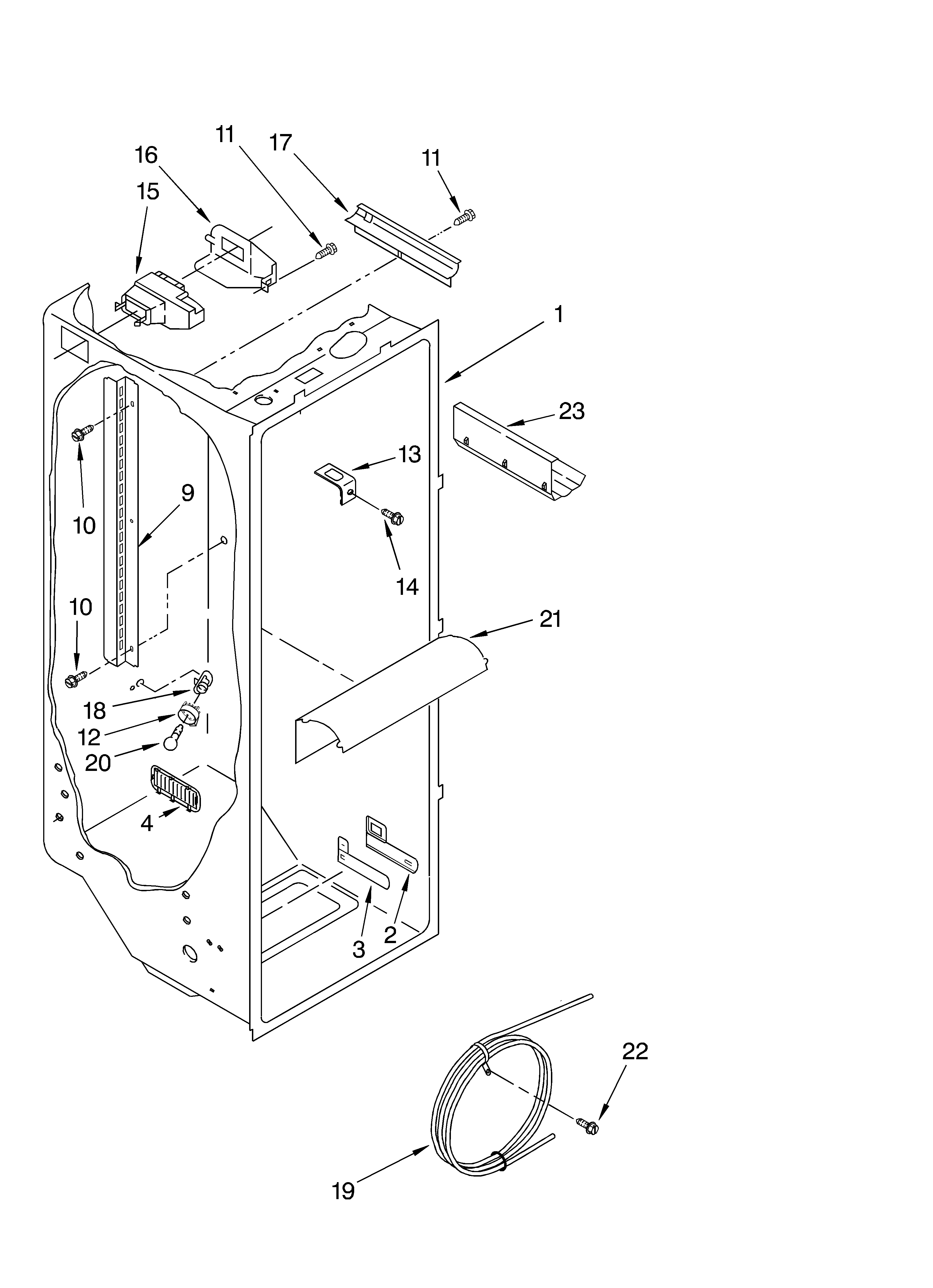 Whirlpool 7GS6SHAXKB02 refrigerator liner parts diagram