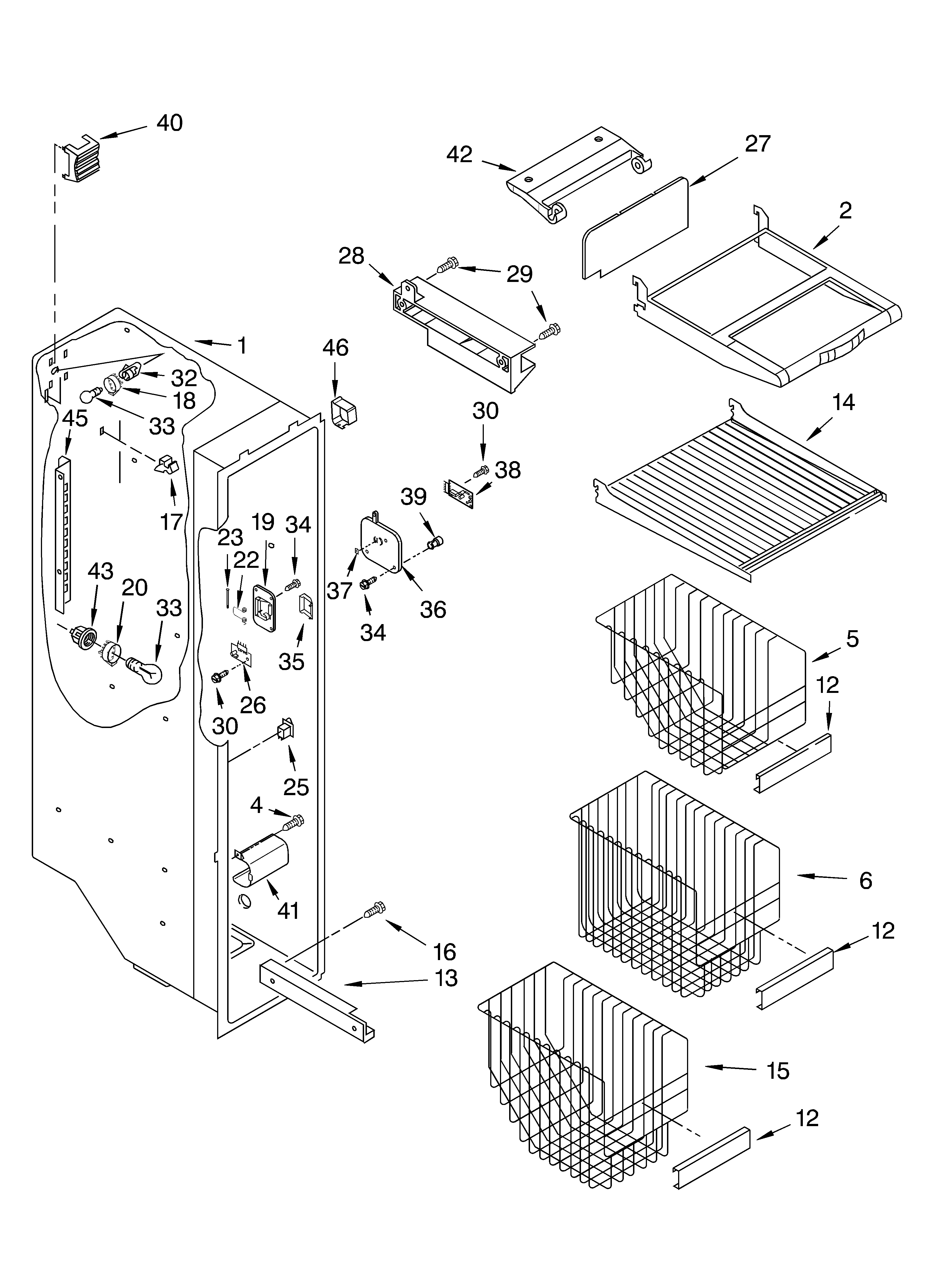 Whirlpool 7GS6SHAXKB02 freezer liner parts diagram
