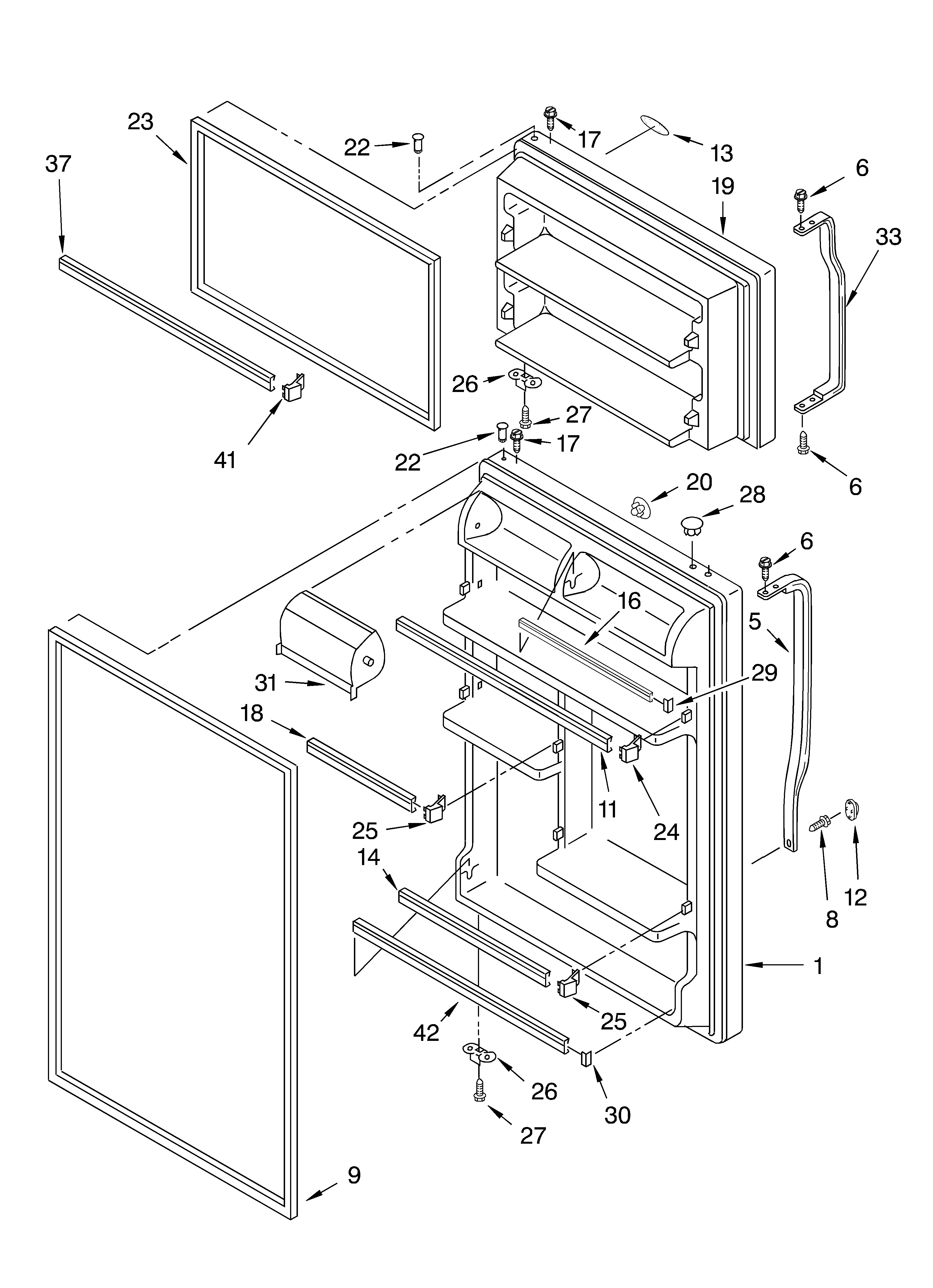 Whirlpool ET1WTKXKT08 door parts diagram