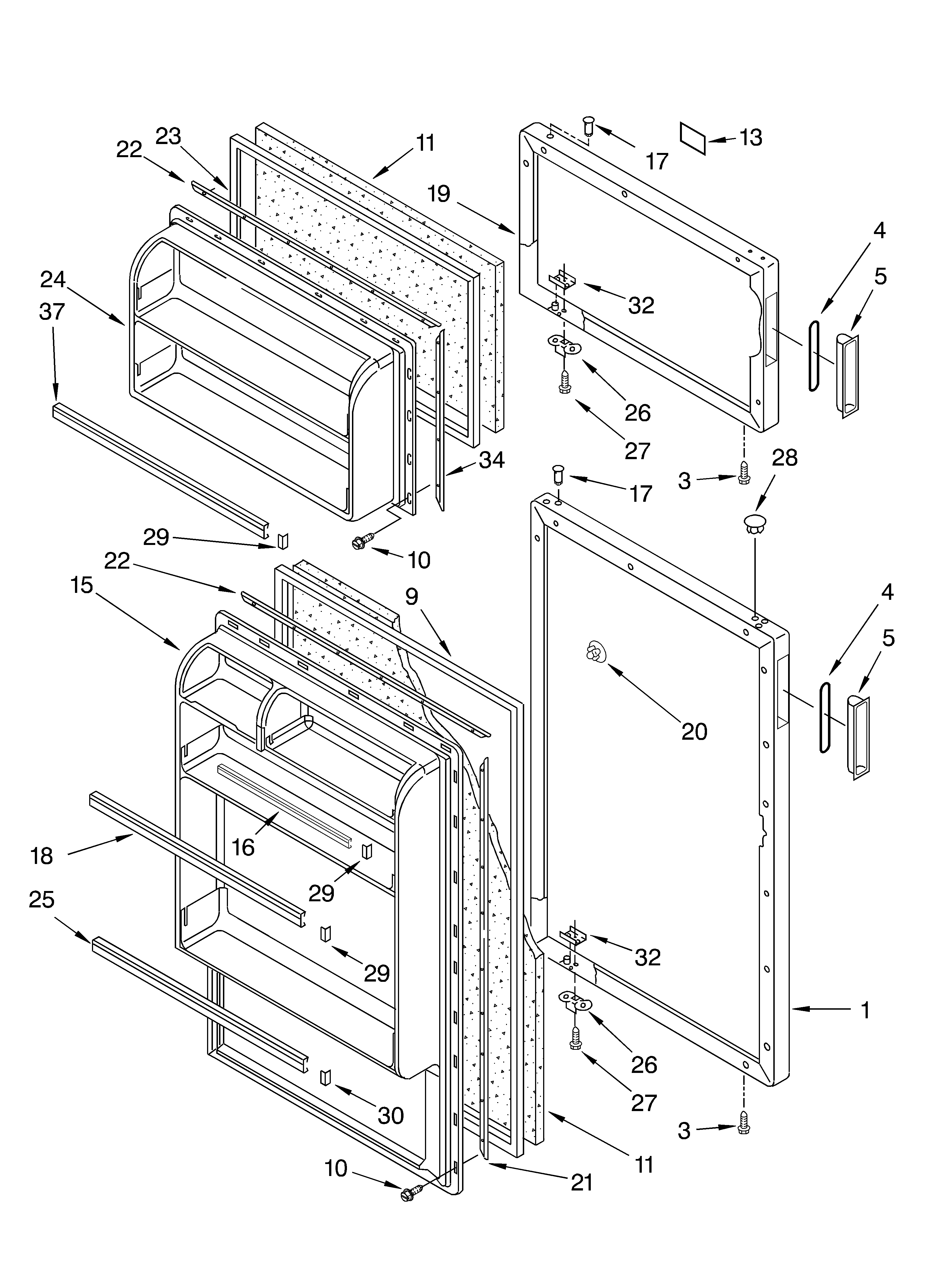 Whirlpool ET4CSKYKT02 door parts diagram