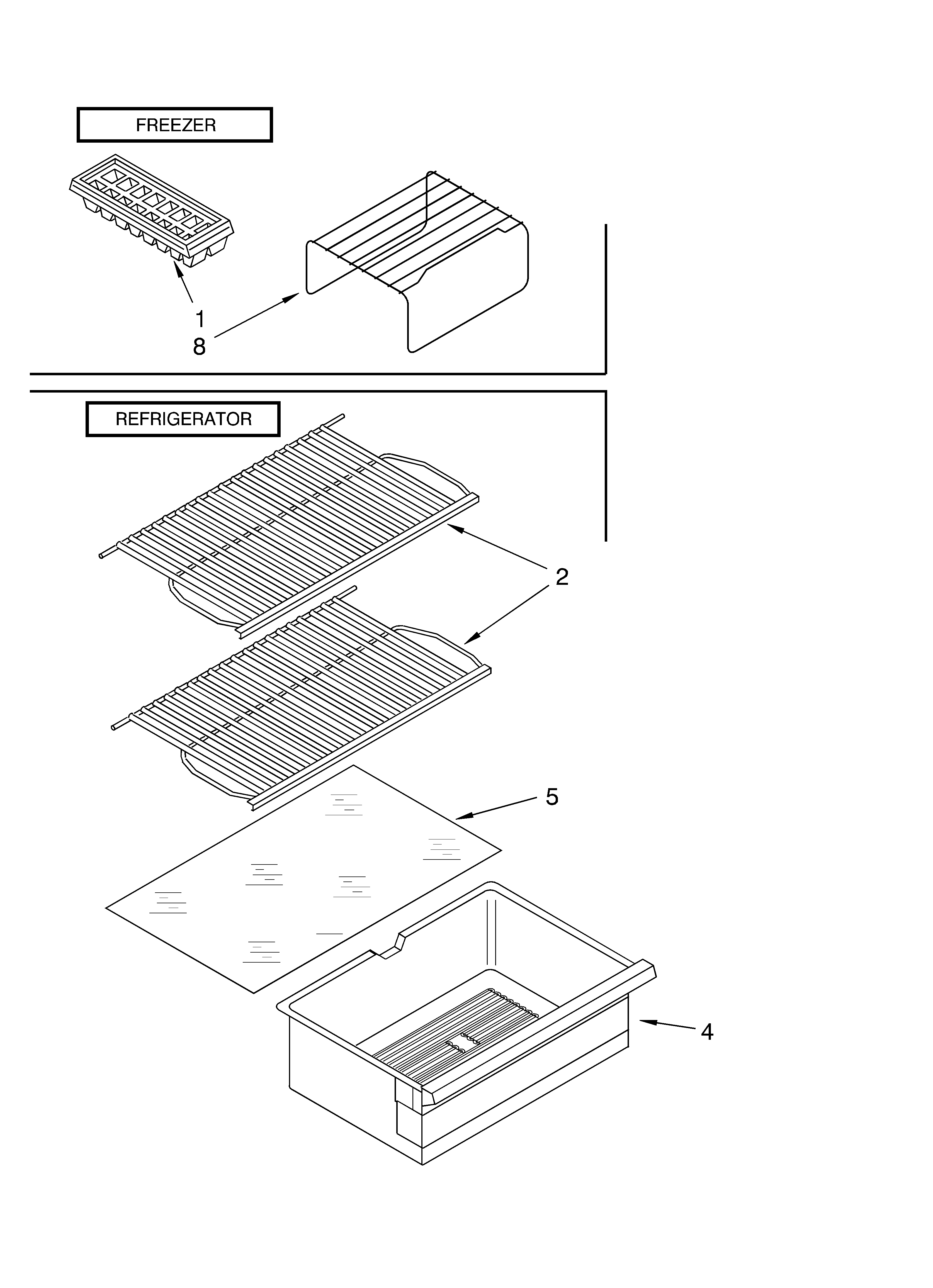 Whirlpool ET4CSKYKT02 shelf parts, optional parts diagram