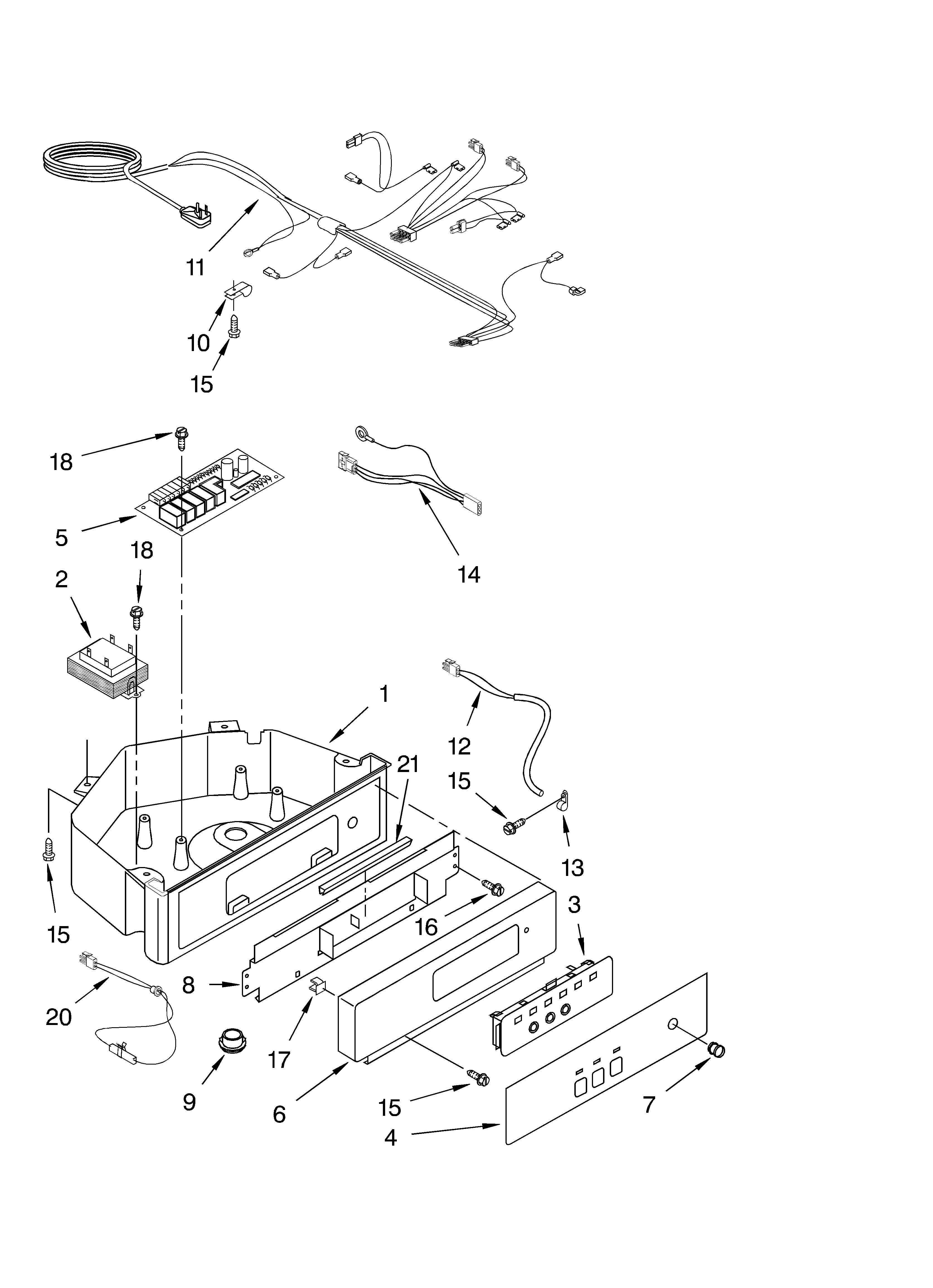 Whirlpool GI1500PHB5 control panel parts diagram