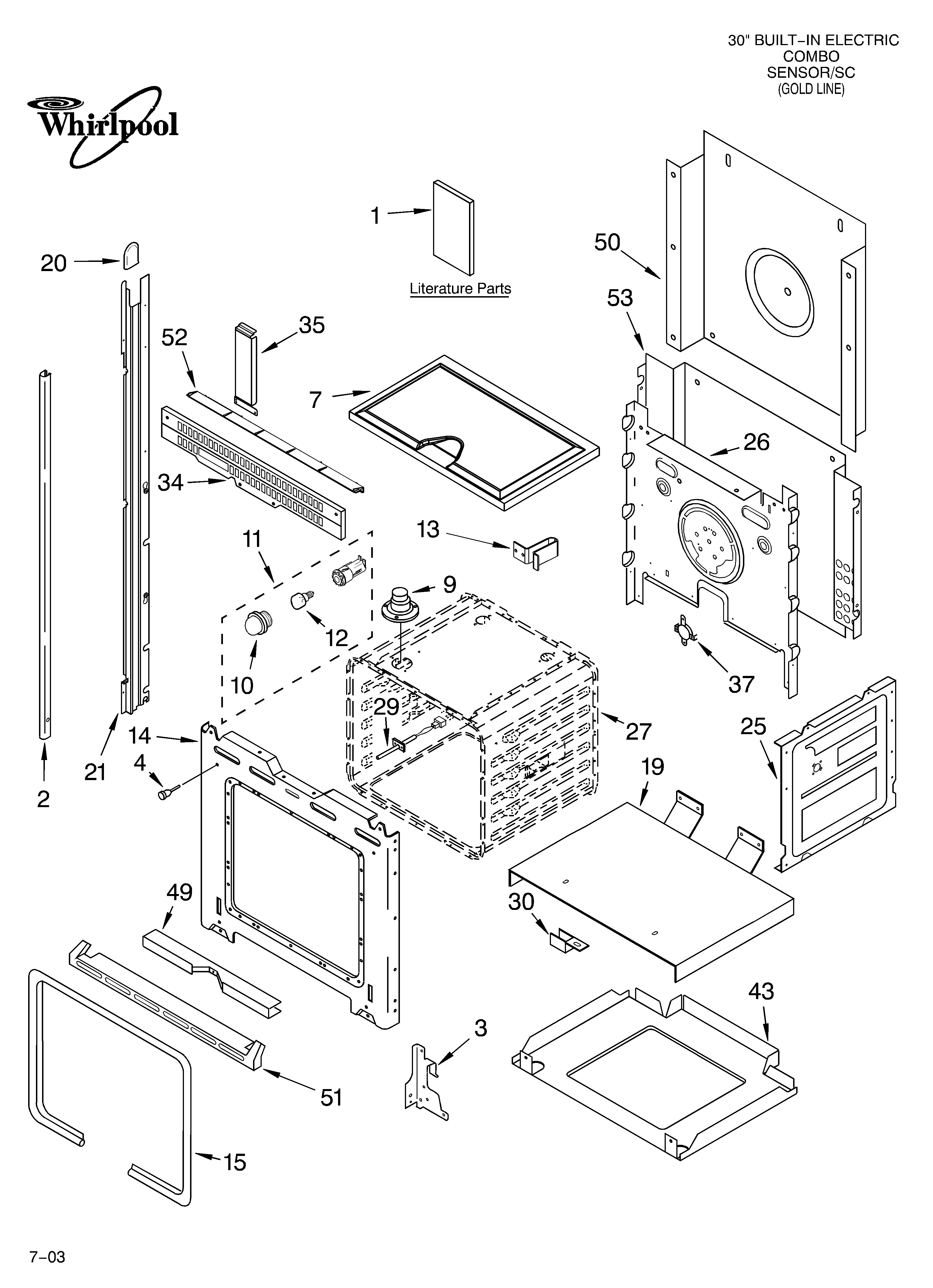 Whirlpool GMC305PDT07 oven parts diagram