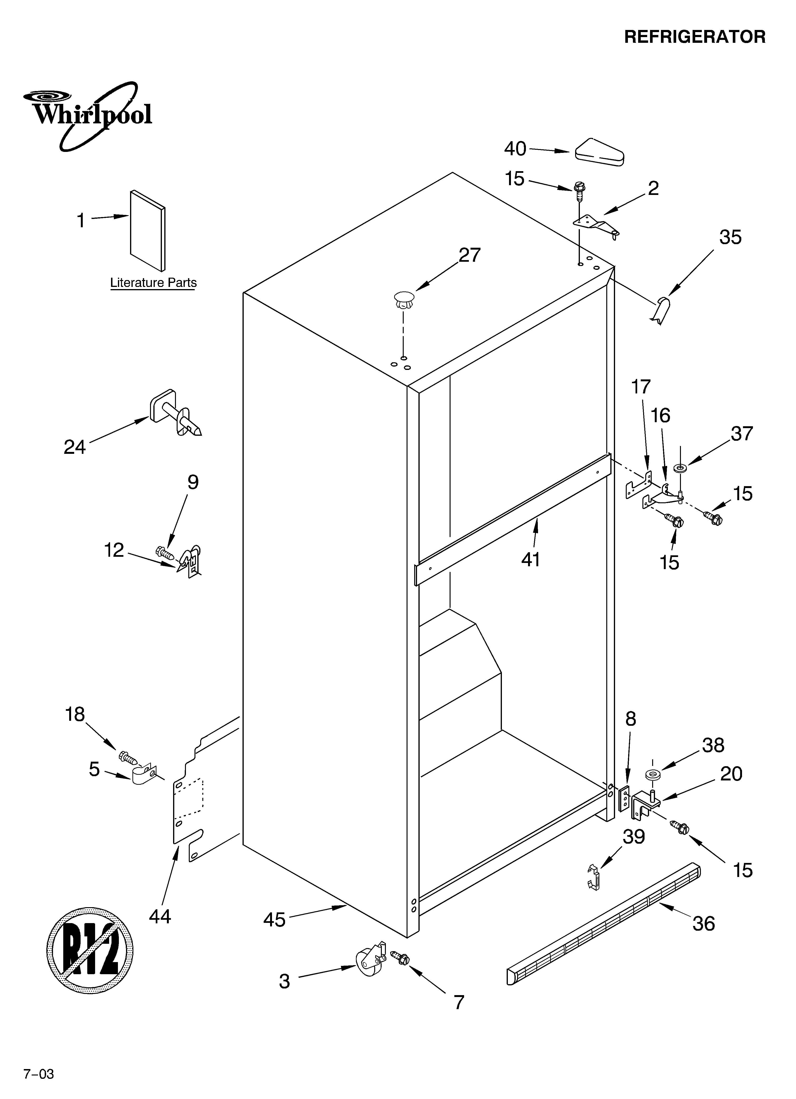 Whirlpool GR9SHKXKB03 cabinet parts diagram