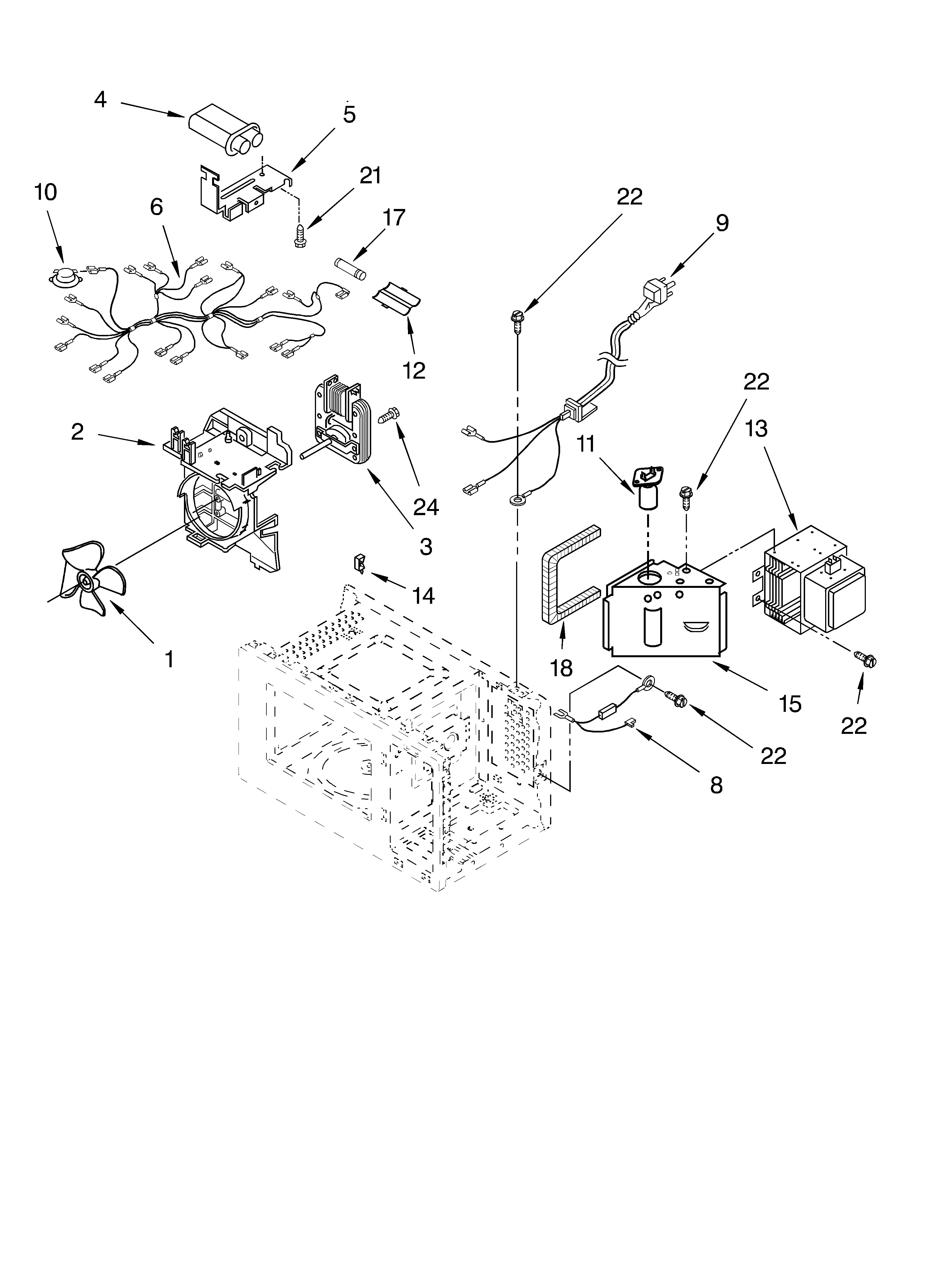 KitchenAid KCMS145JBT1 oven interior parts diagram