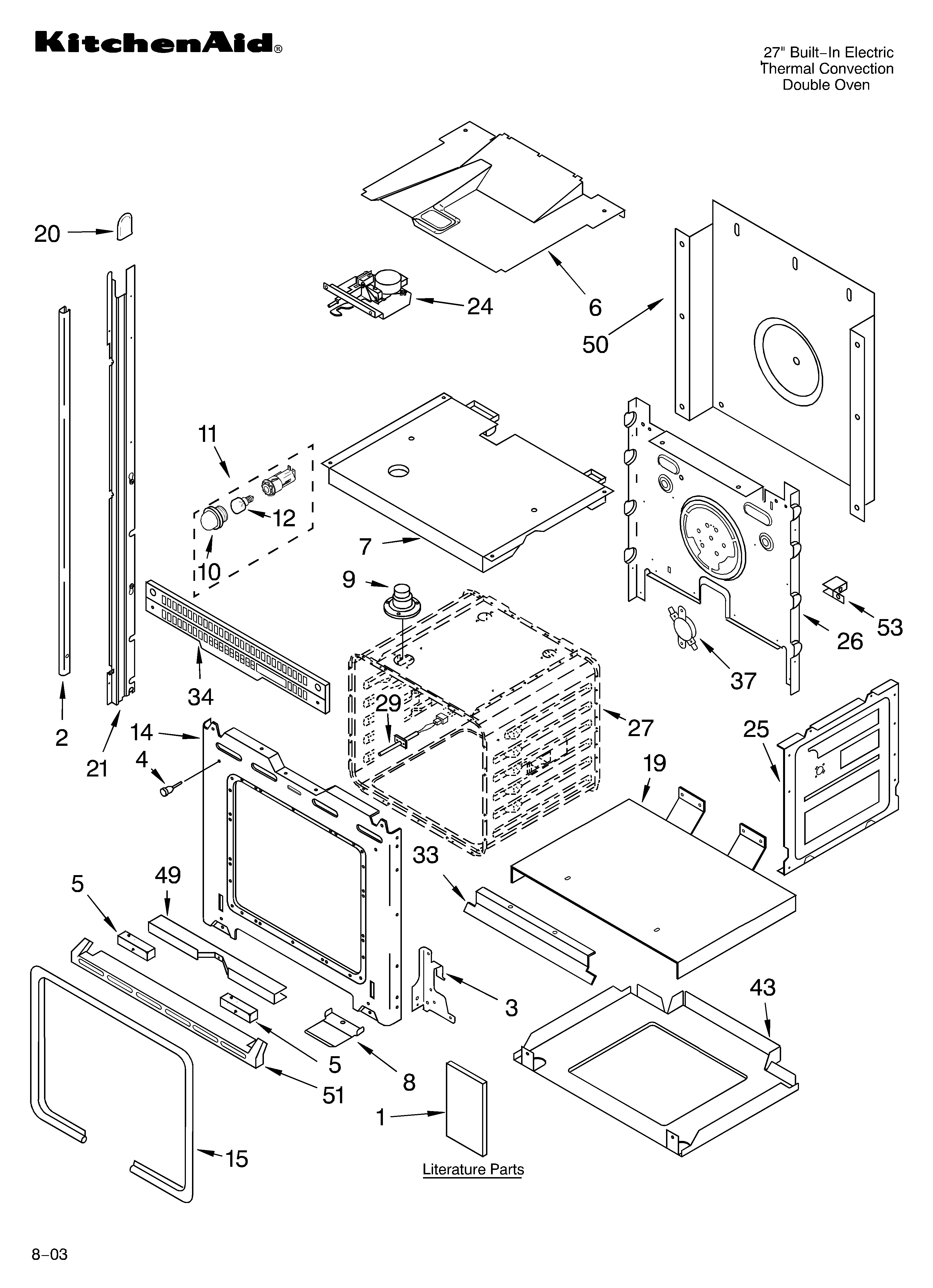 KitchenAid KEBC278KSS02 oven parts diagram