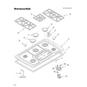 KitchenAid KGCS166GSS3 cooktop, burner and grate parts diagram