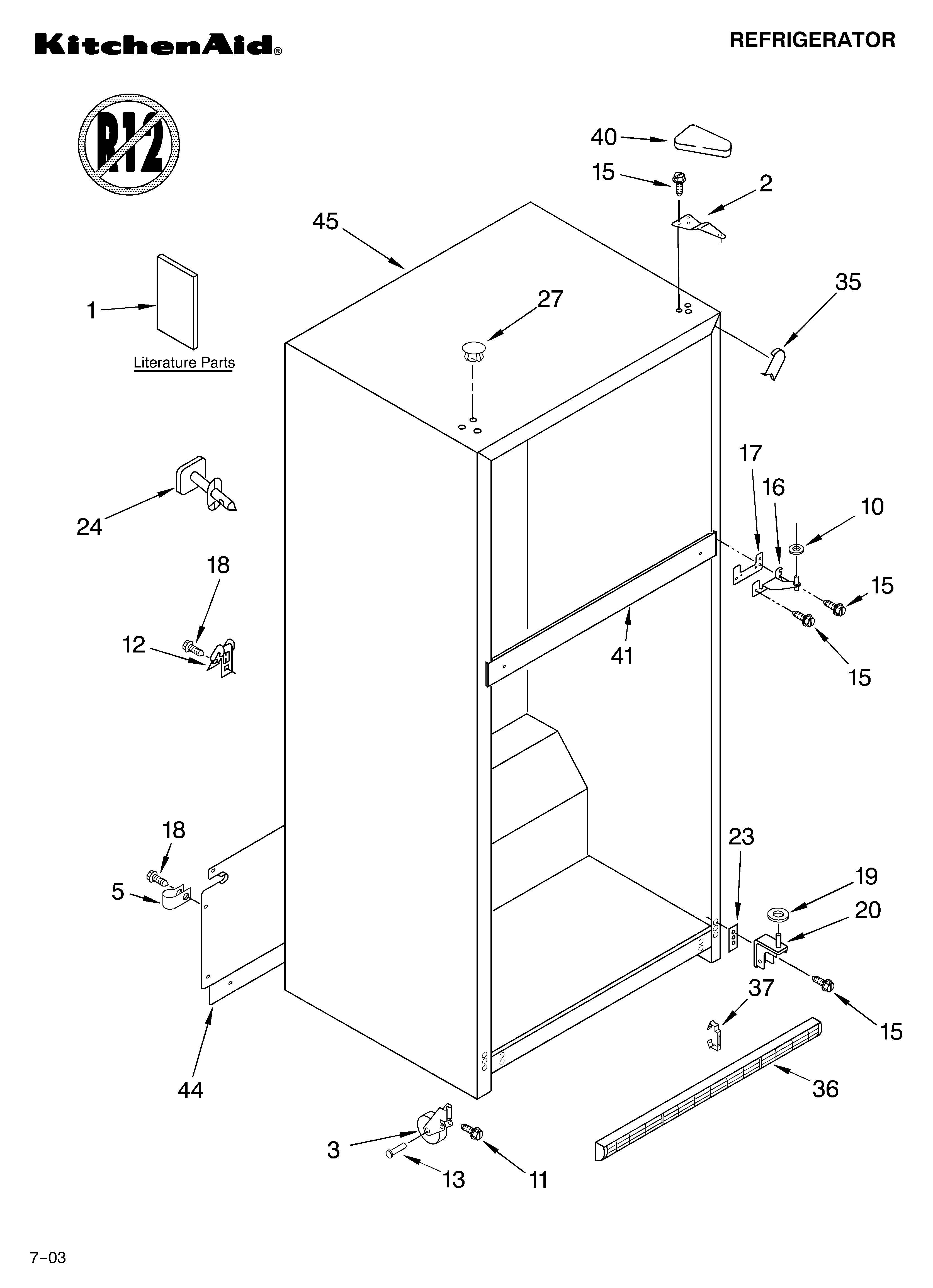 KitchenAid KTRA22ELWH02 cabinet parts diagram