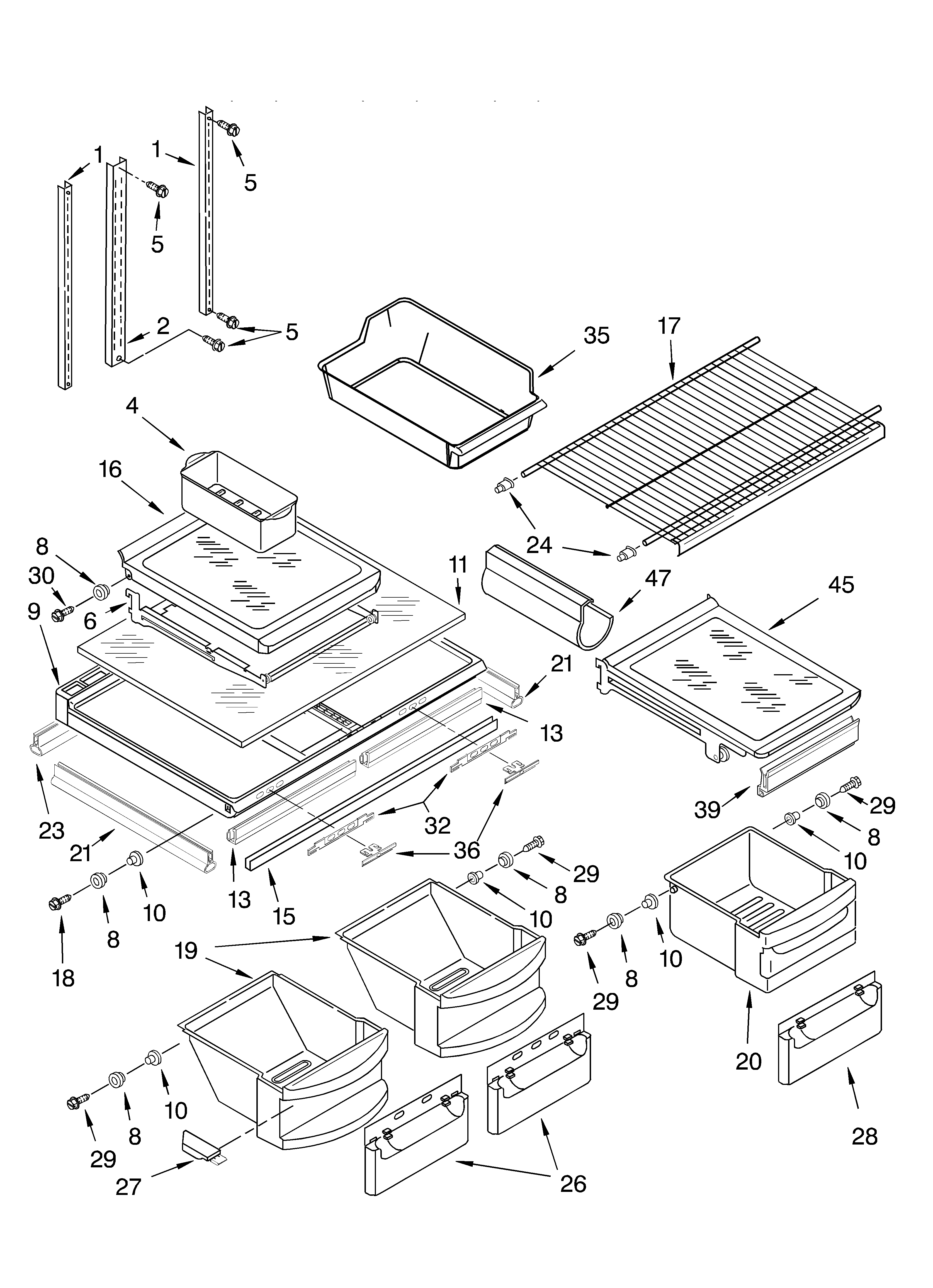 KitchenAid KTRA22ELWH02 shelf parts diagram