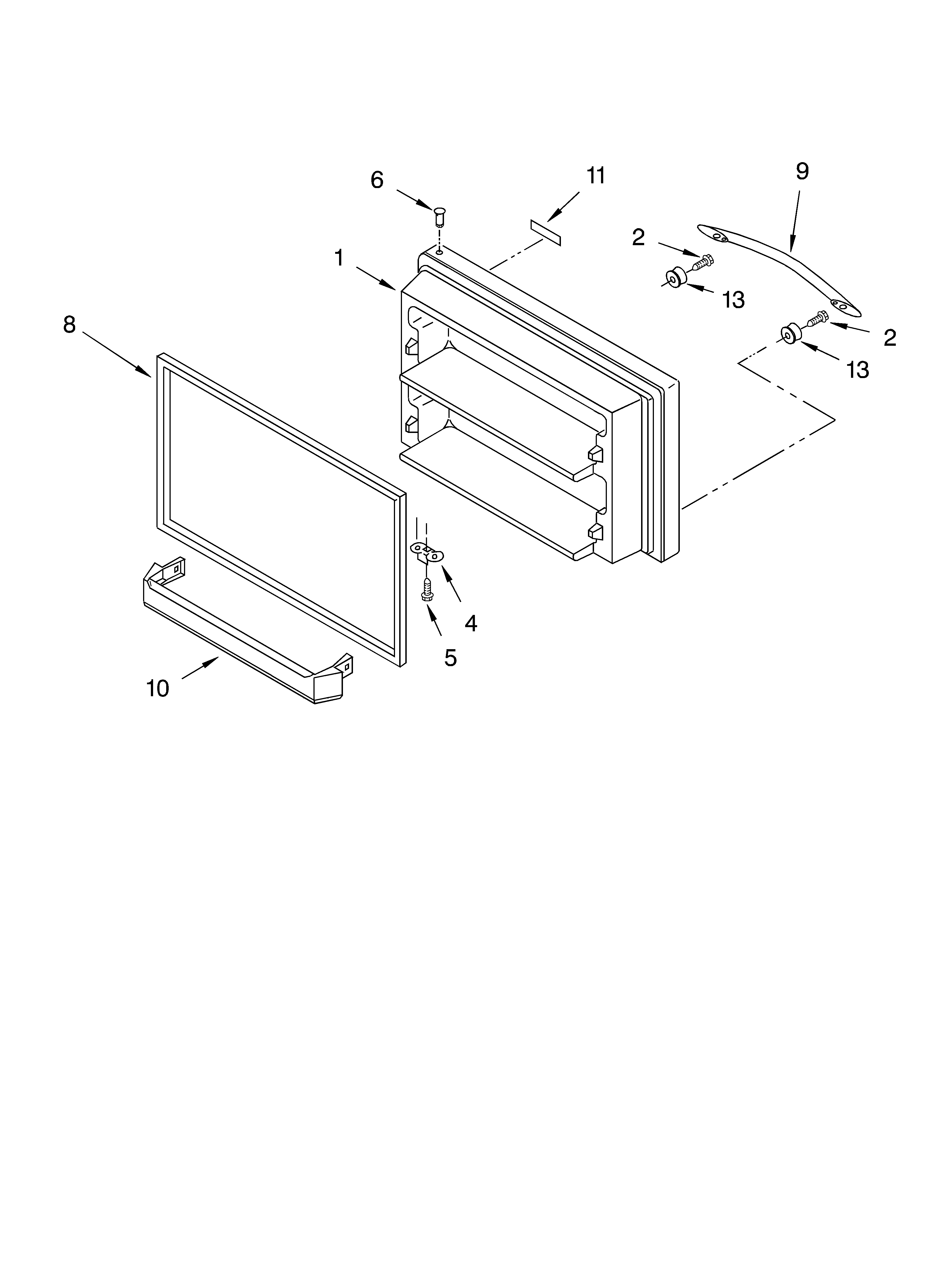 KitchenAid KTRA22ELWH02 freezer door parts diagram