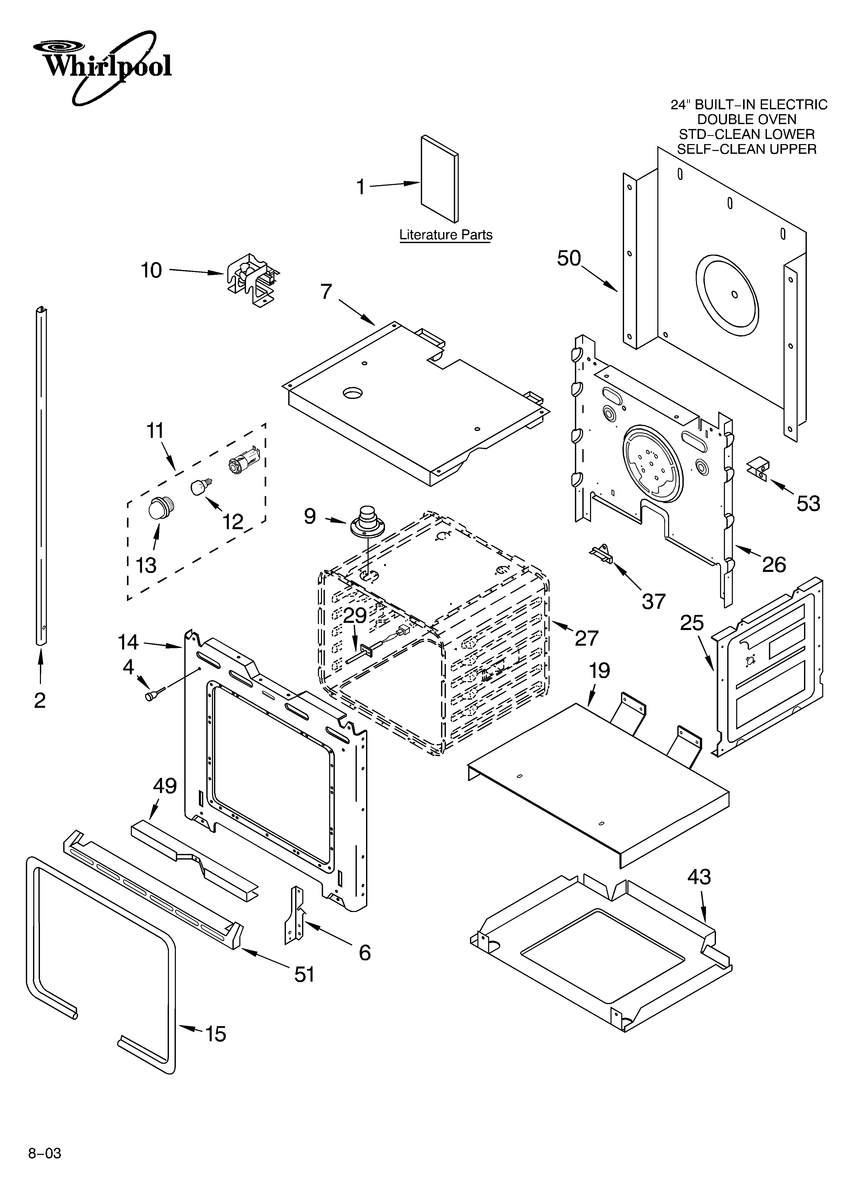 Whirlpool RBD245PDS14 lower oven parts diagram