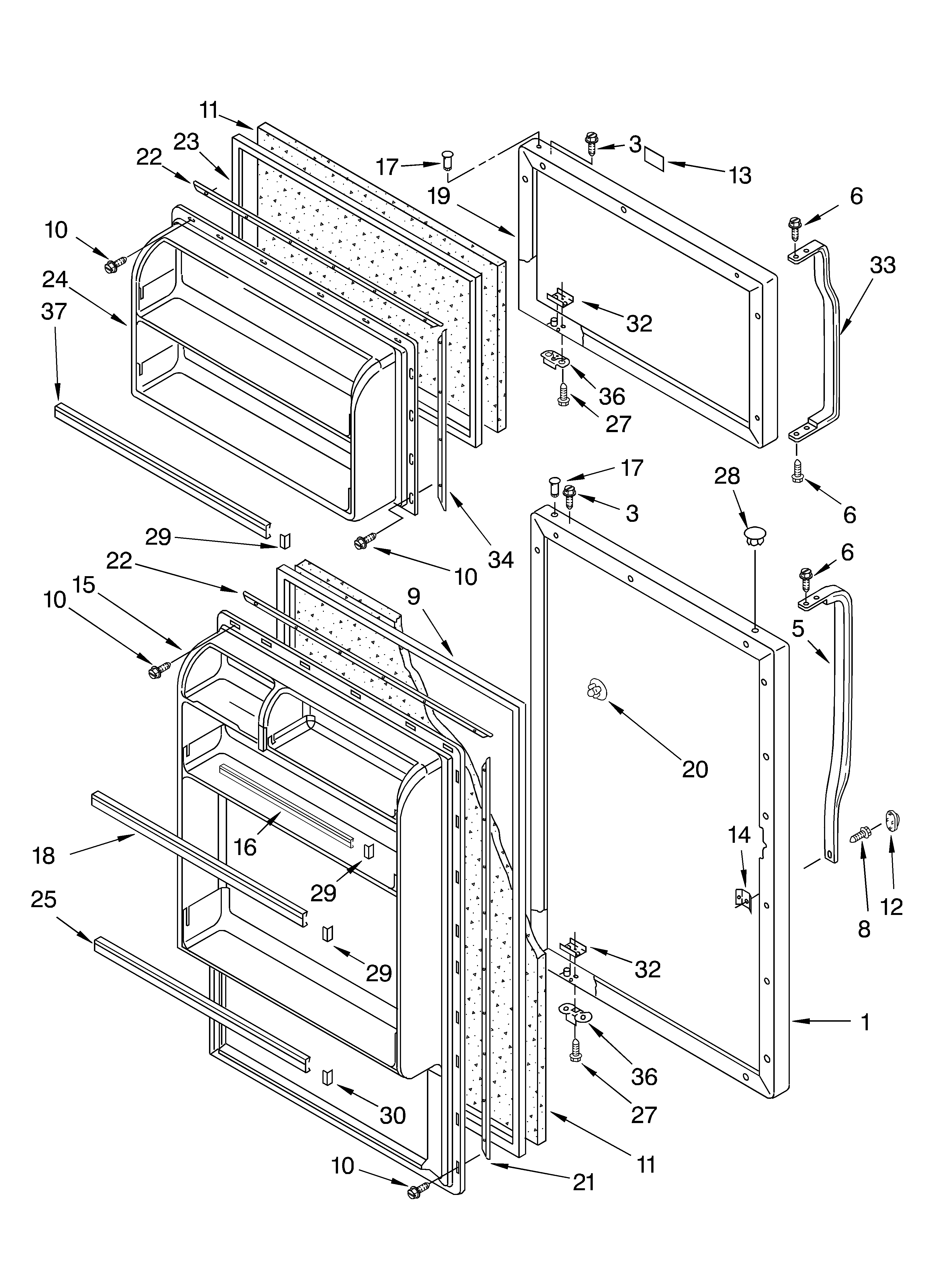 Roper RT14DKYKZ02 door parts diagram