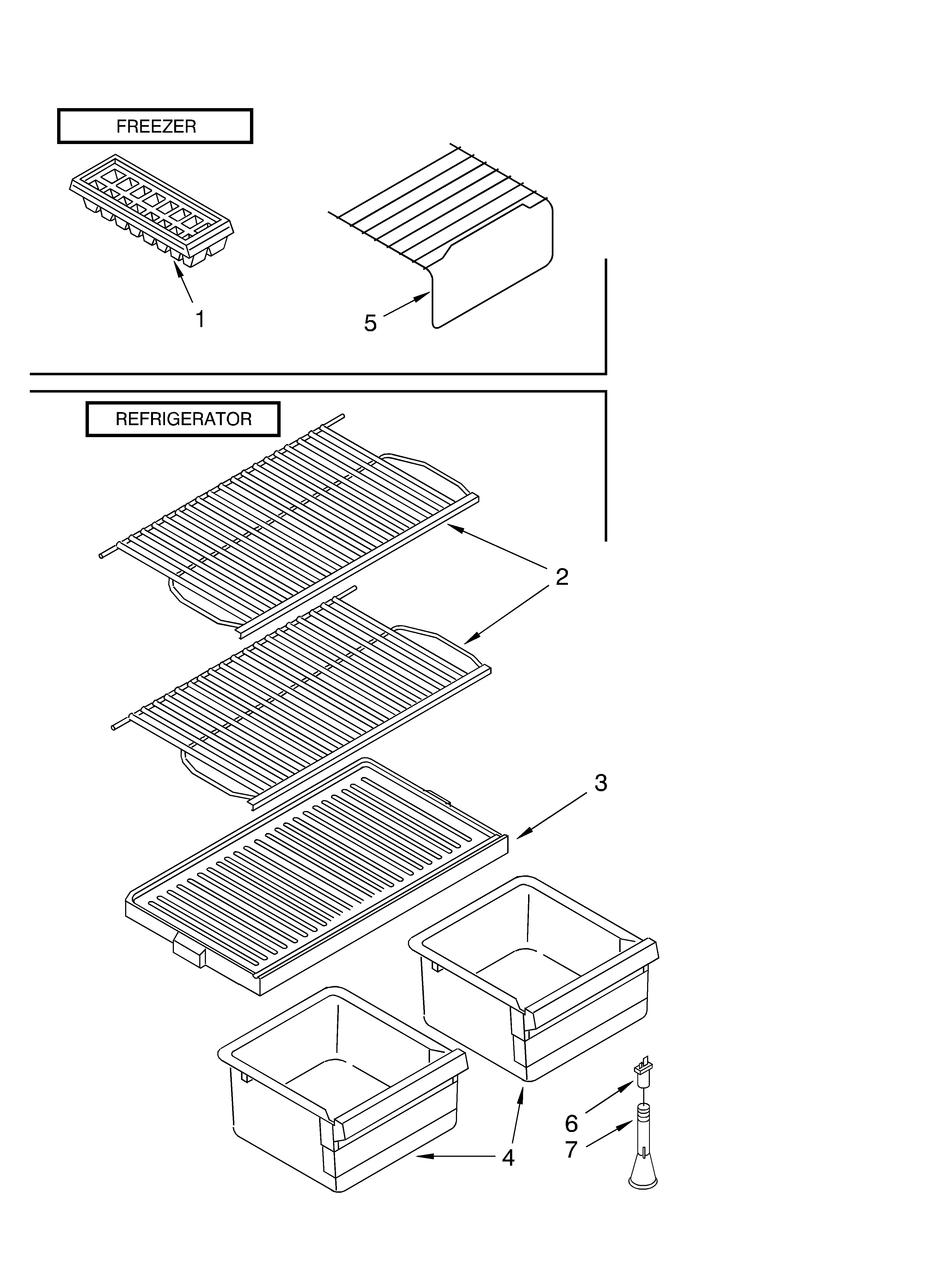 Roper RT14DKYKZ02 shelf parts, optional parts diagram
