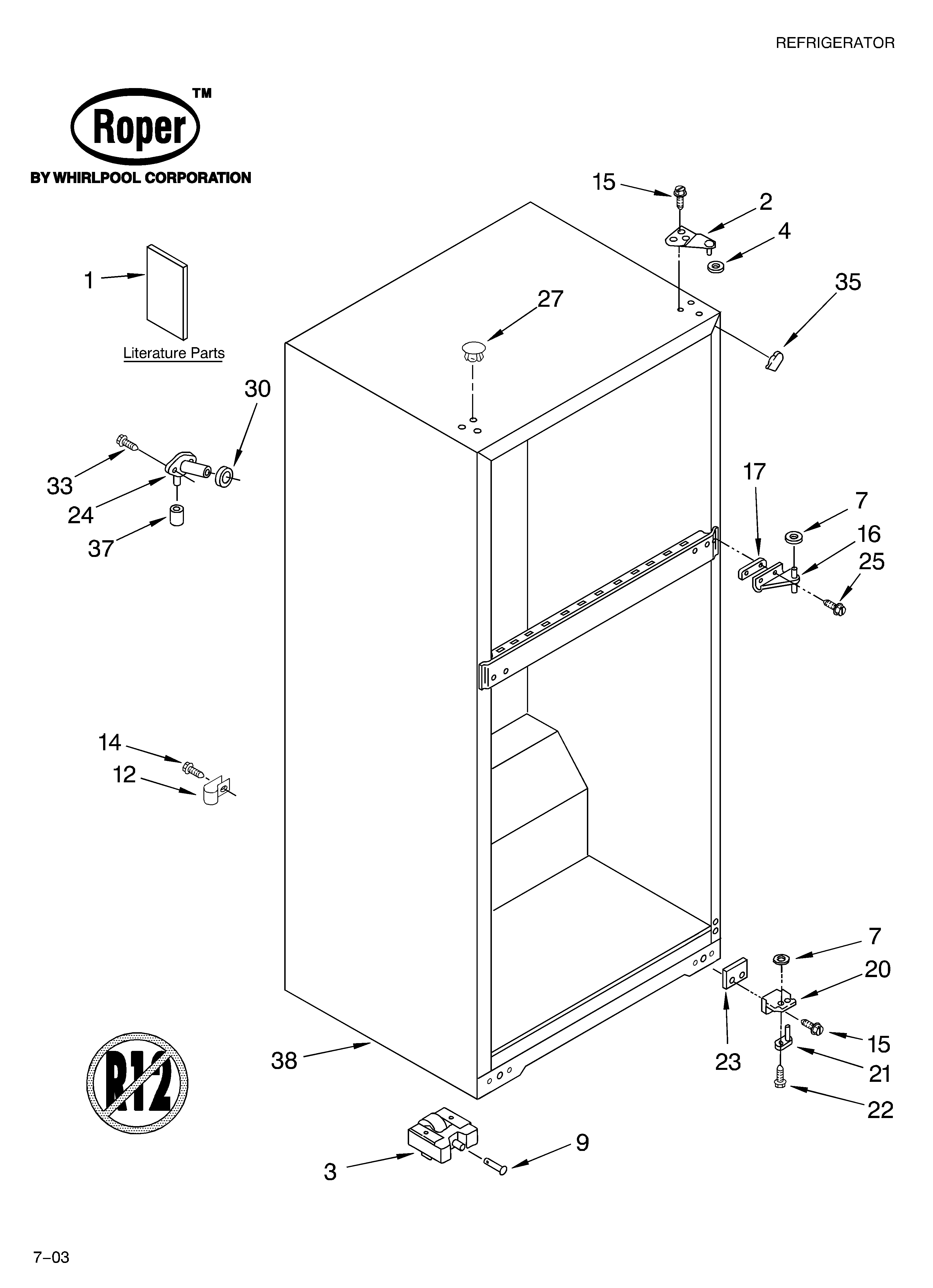 Roper RT14ZKYKZ02 cabinet parts diagram