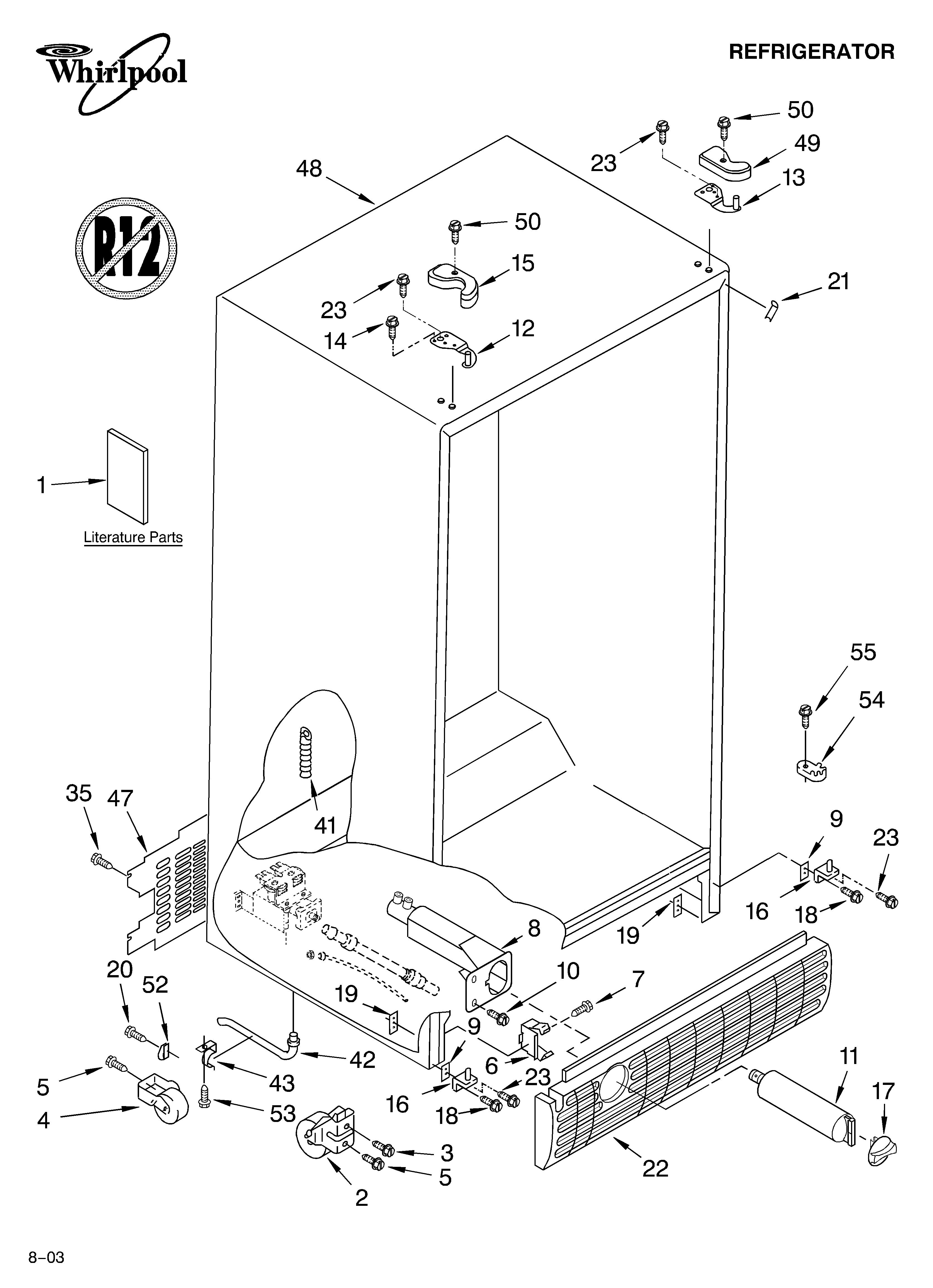 Whirlpool 7ED5FHEXMS00 cabinet parts diagram