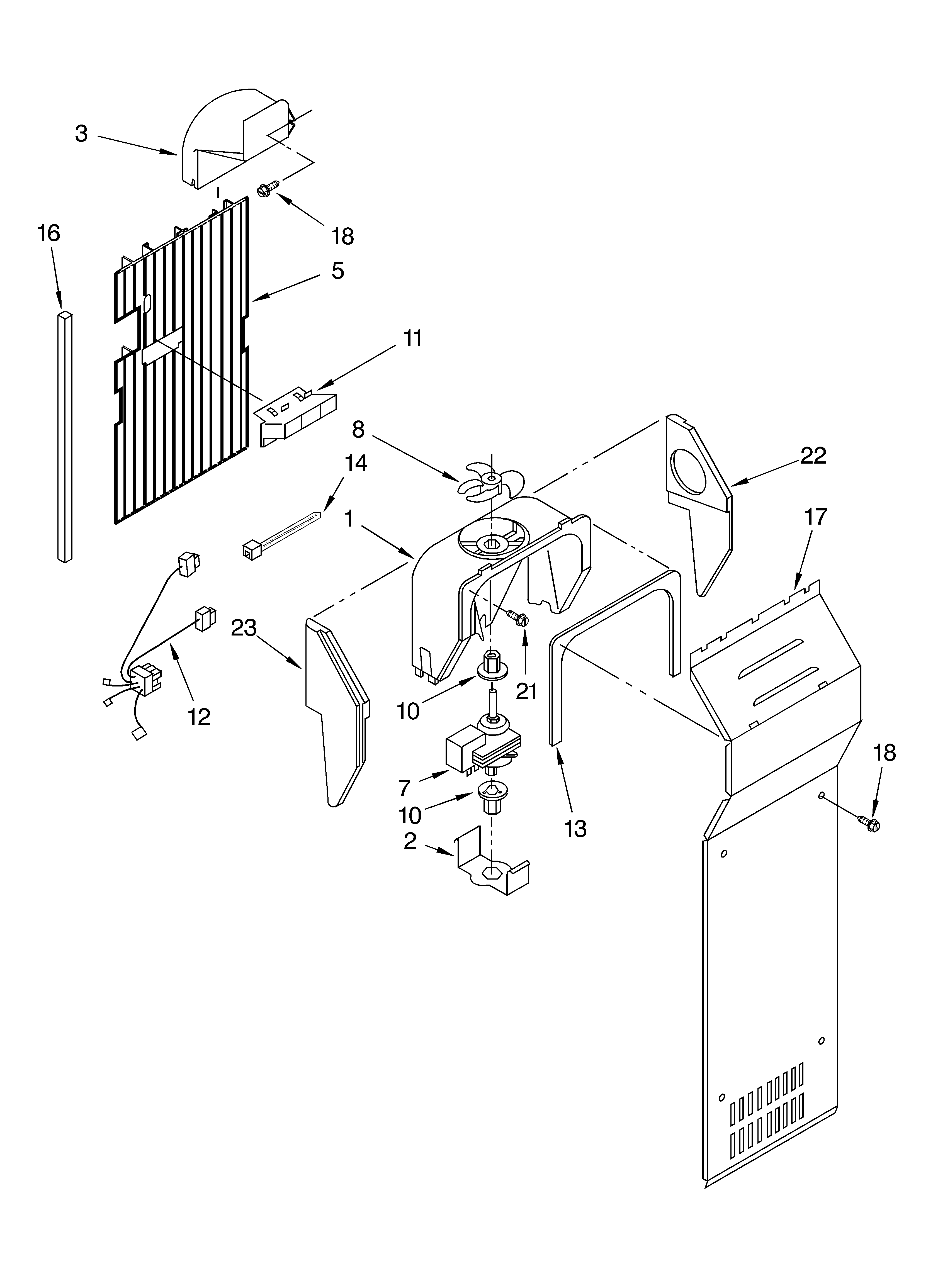 Whirlpool 7ED5FHEXMS00 air flow parts diagram