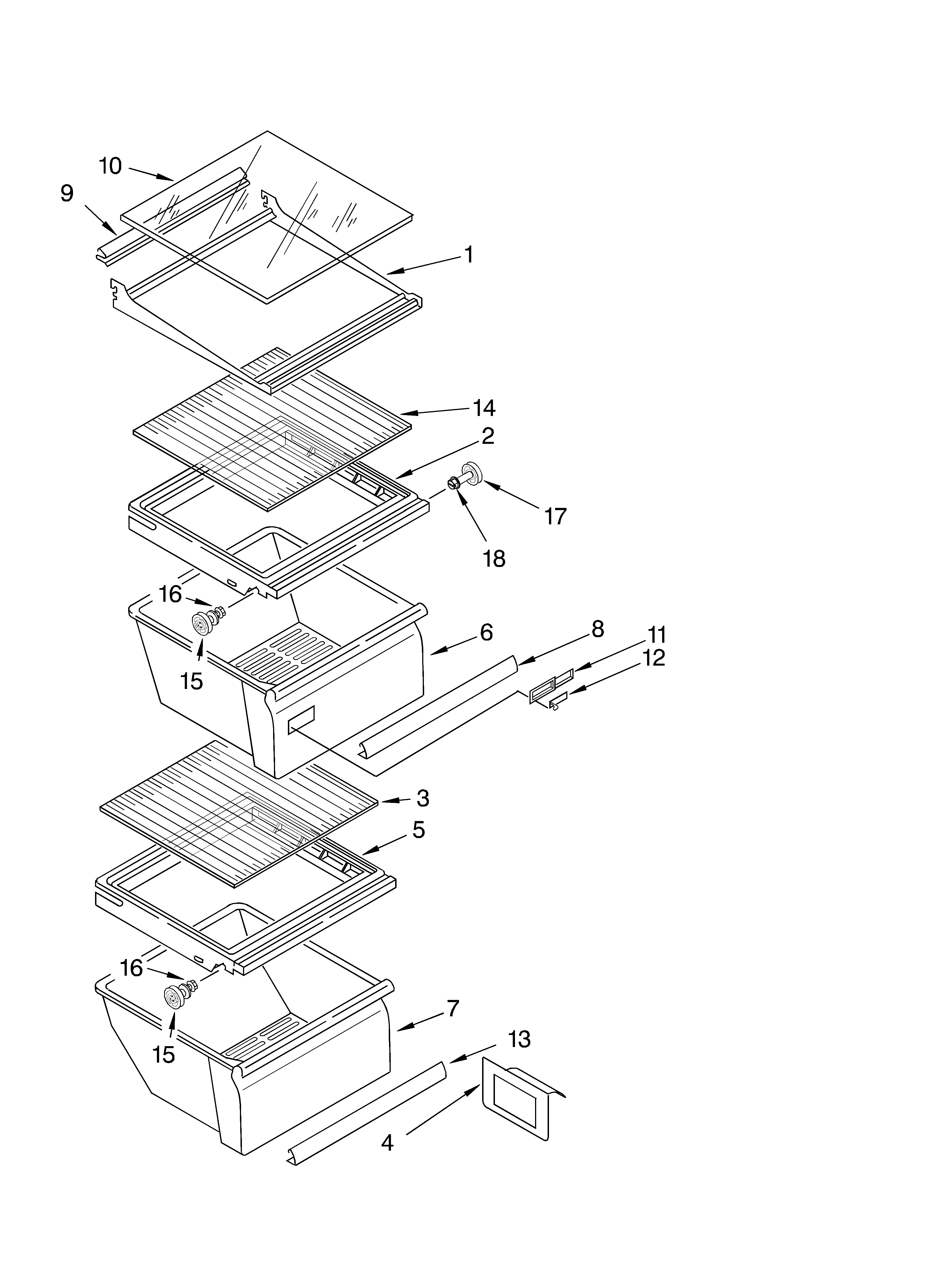 Whirlpool 7ED5GHGXMQ00 refrigerator shelf parts diagram