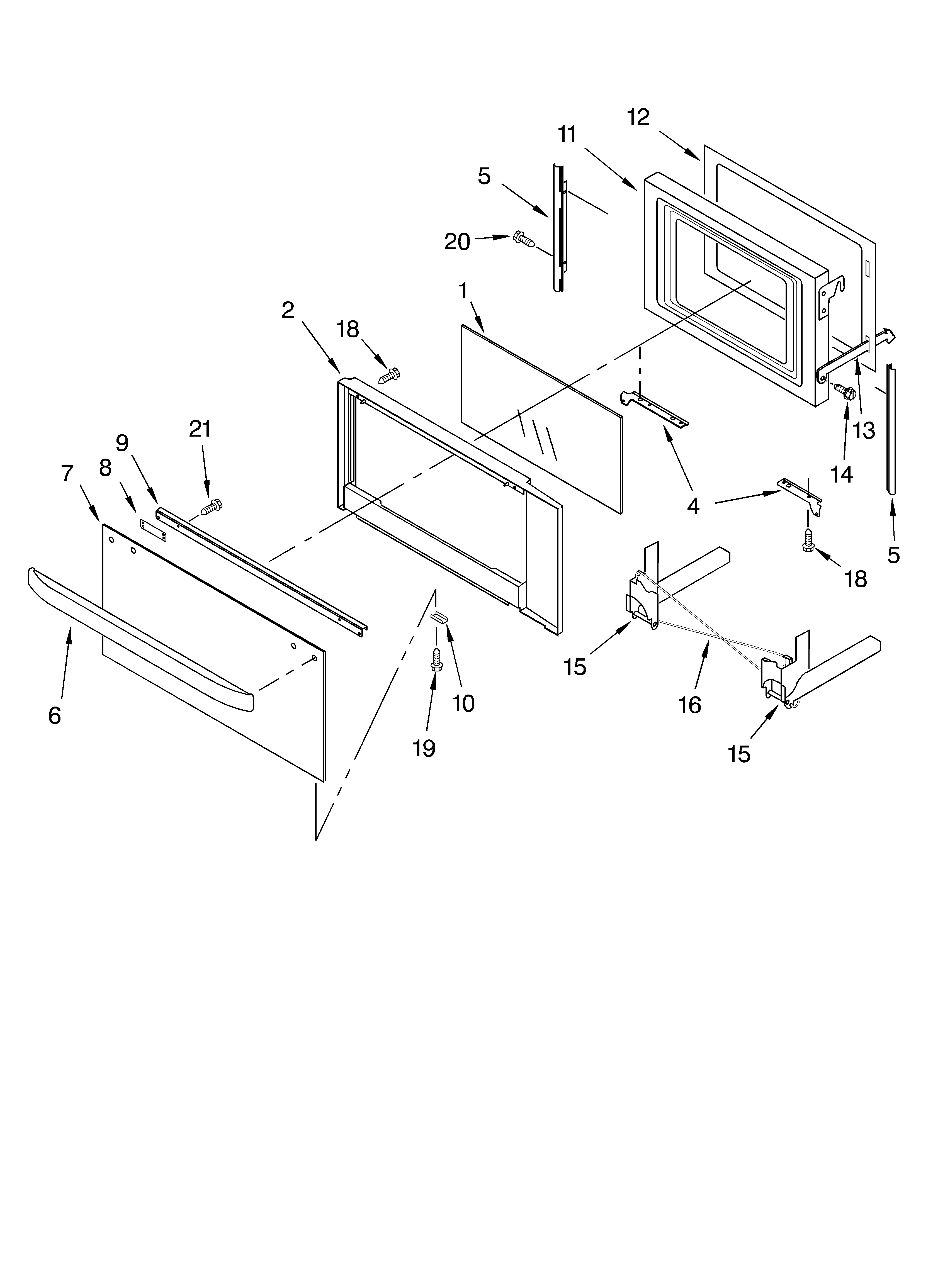 KitchenAid KBMC140HBT03 microwave door parts, optional parts diagram