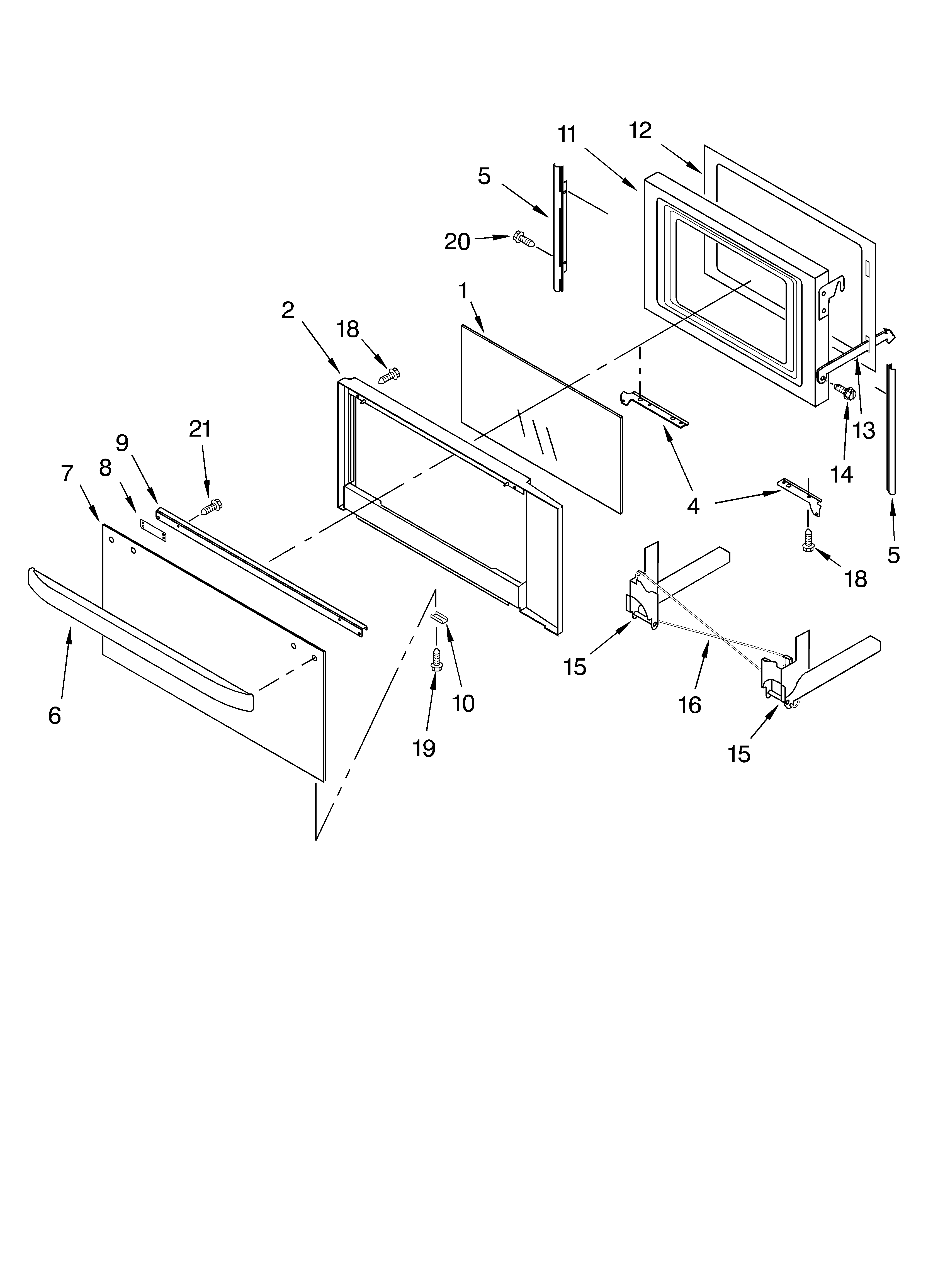 KitchenAid KBMC147HWH2 microwave door parts, optional parts diagram
