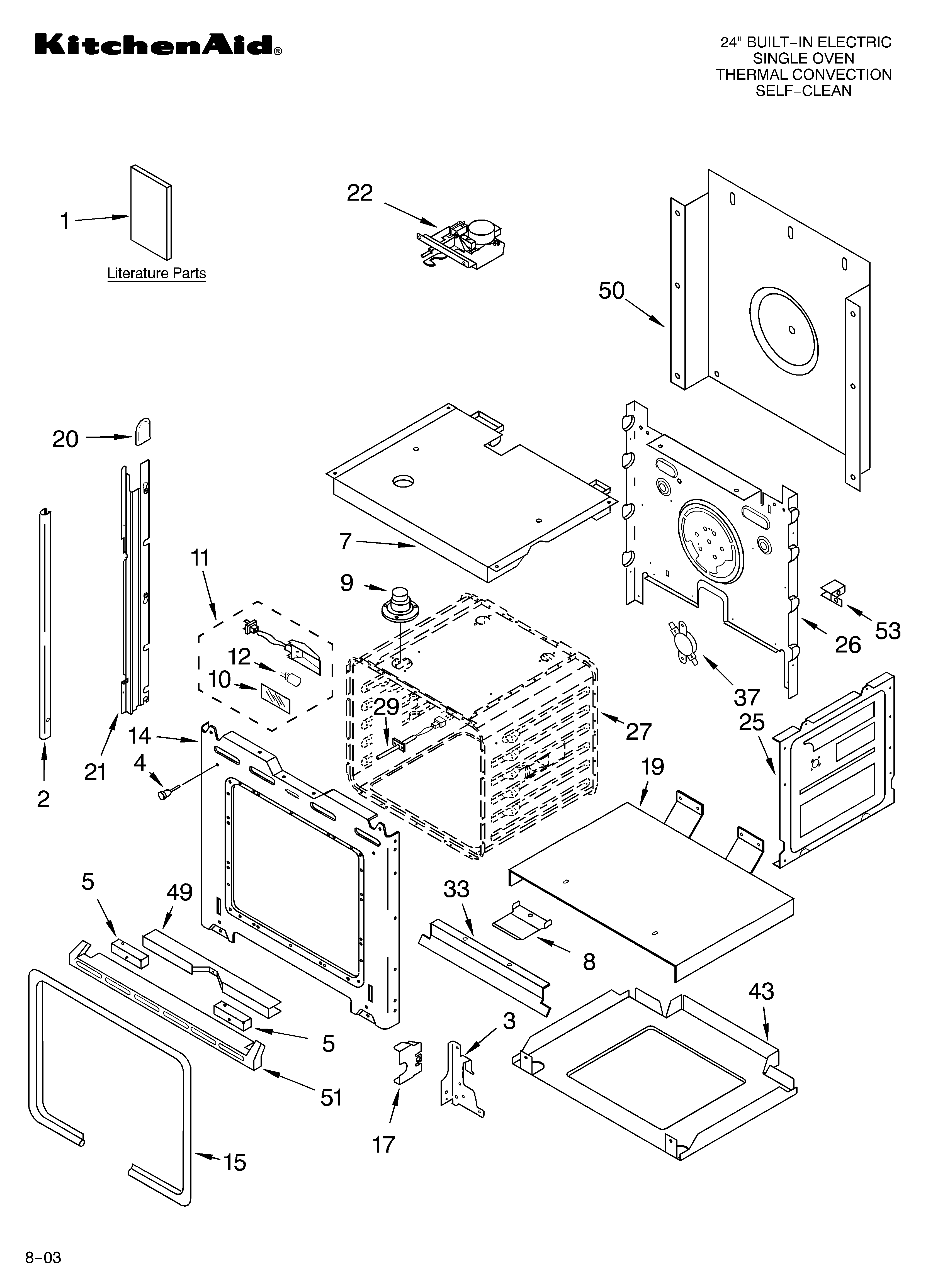 KitchenAid KEBC147KWH03 oven parts diagram