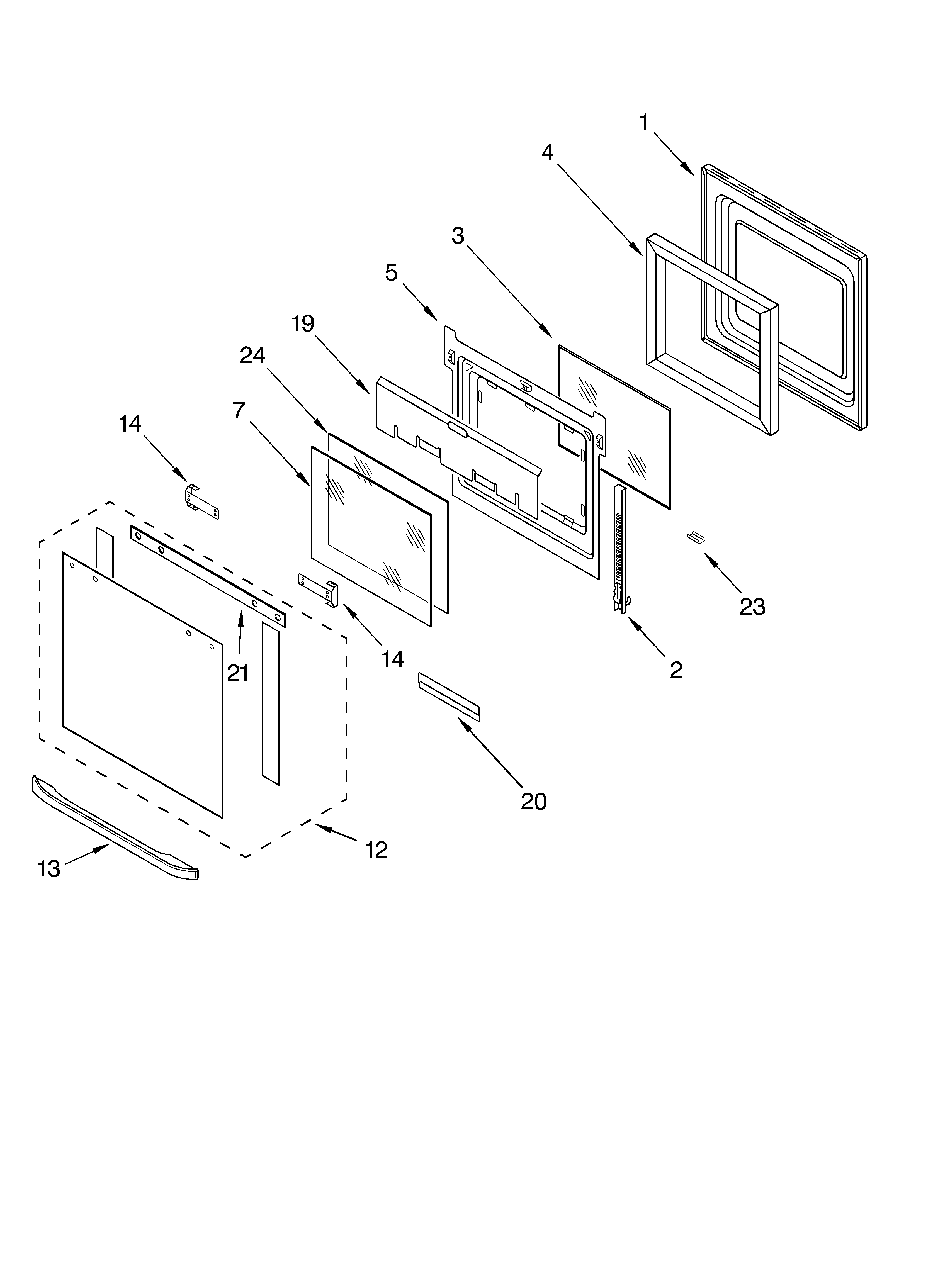 KitchenAid KEMC378KSS01 oven door parts diagram