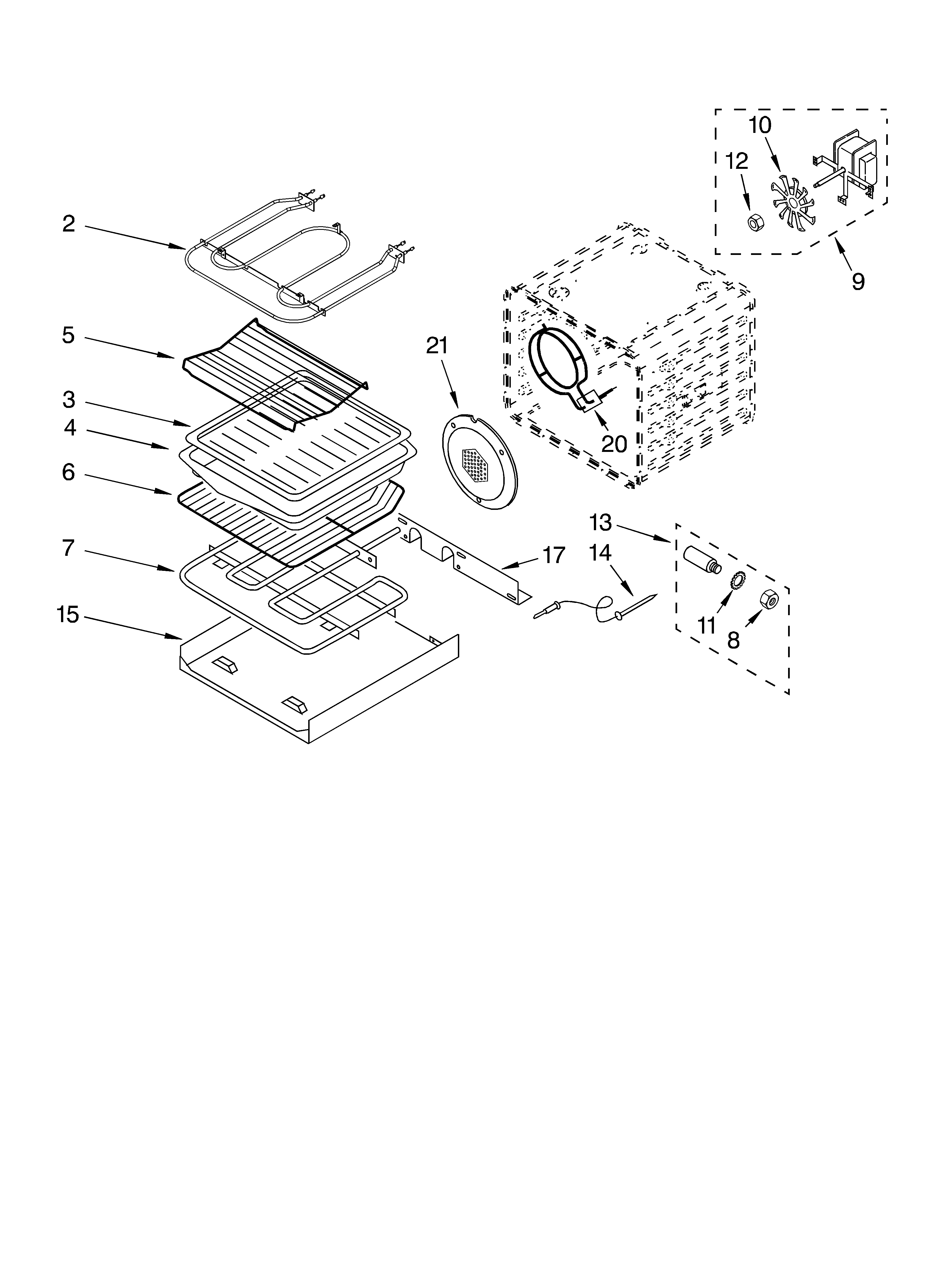 KitchenAid KEMC378KSS01 internal oven parts diagram