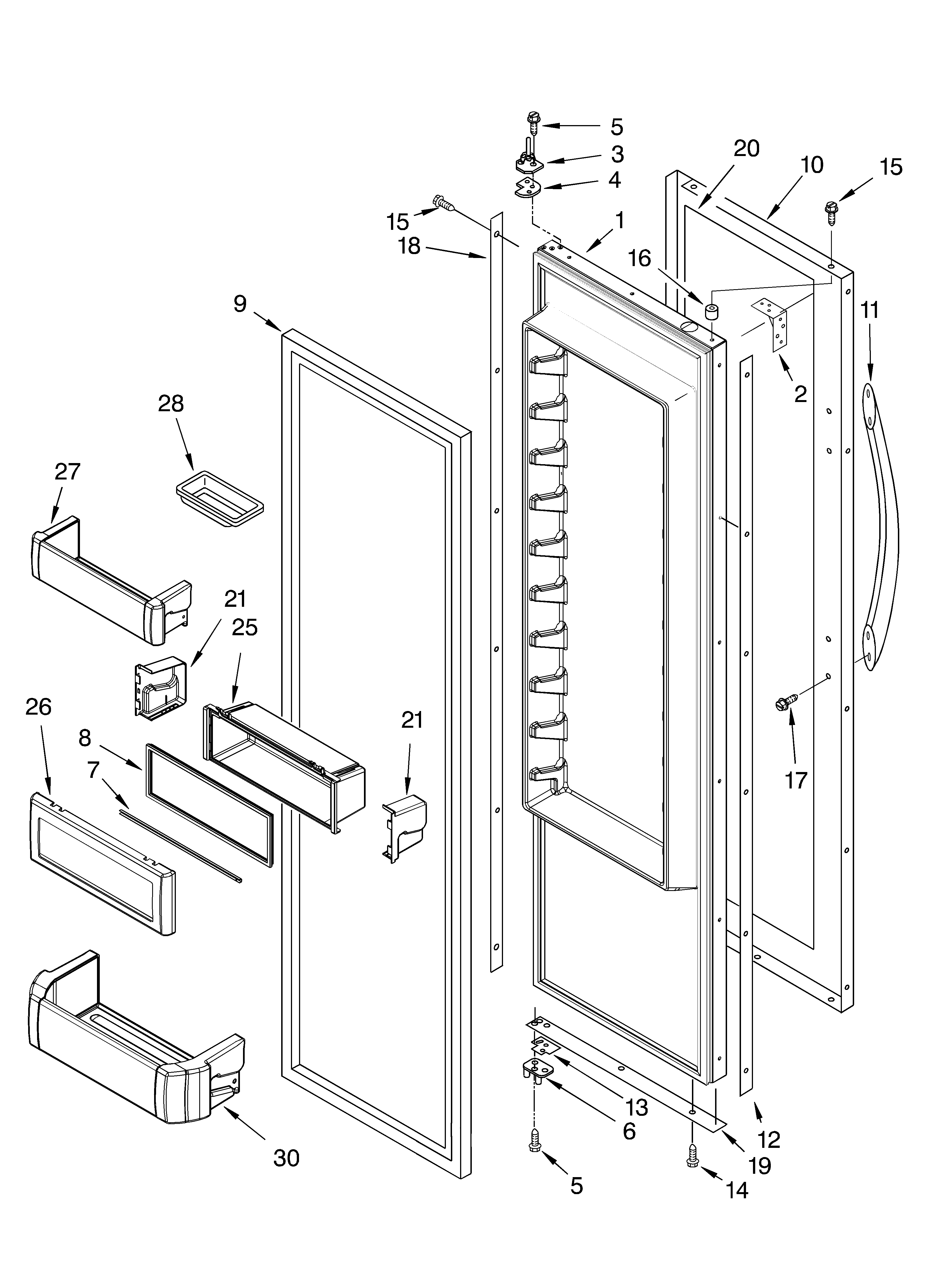 KitchenAid KSSC36QMS00 refrigerator door parts diagram