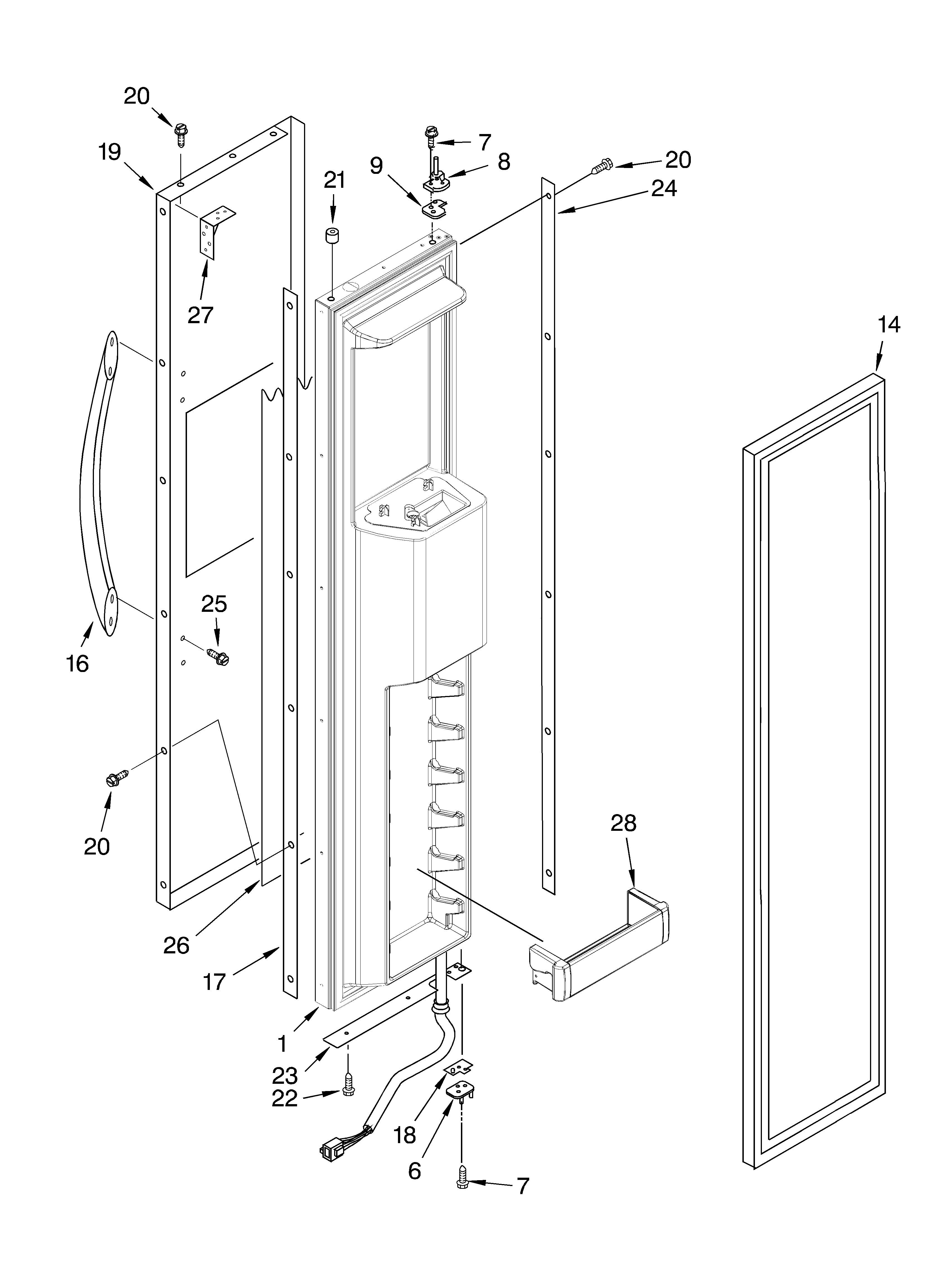 KitchenAid KSSC36QMS00 freezer door parts diagram