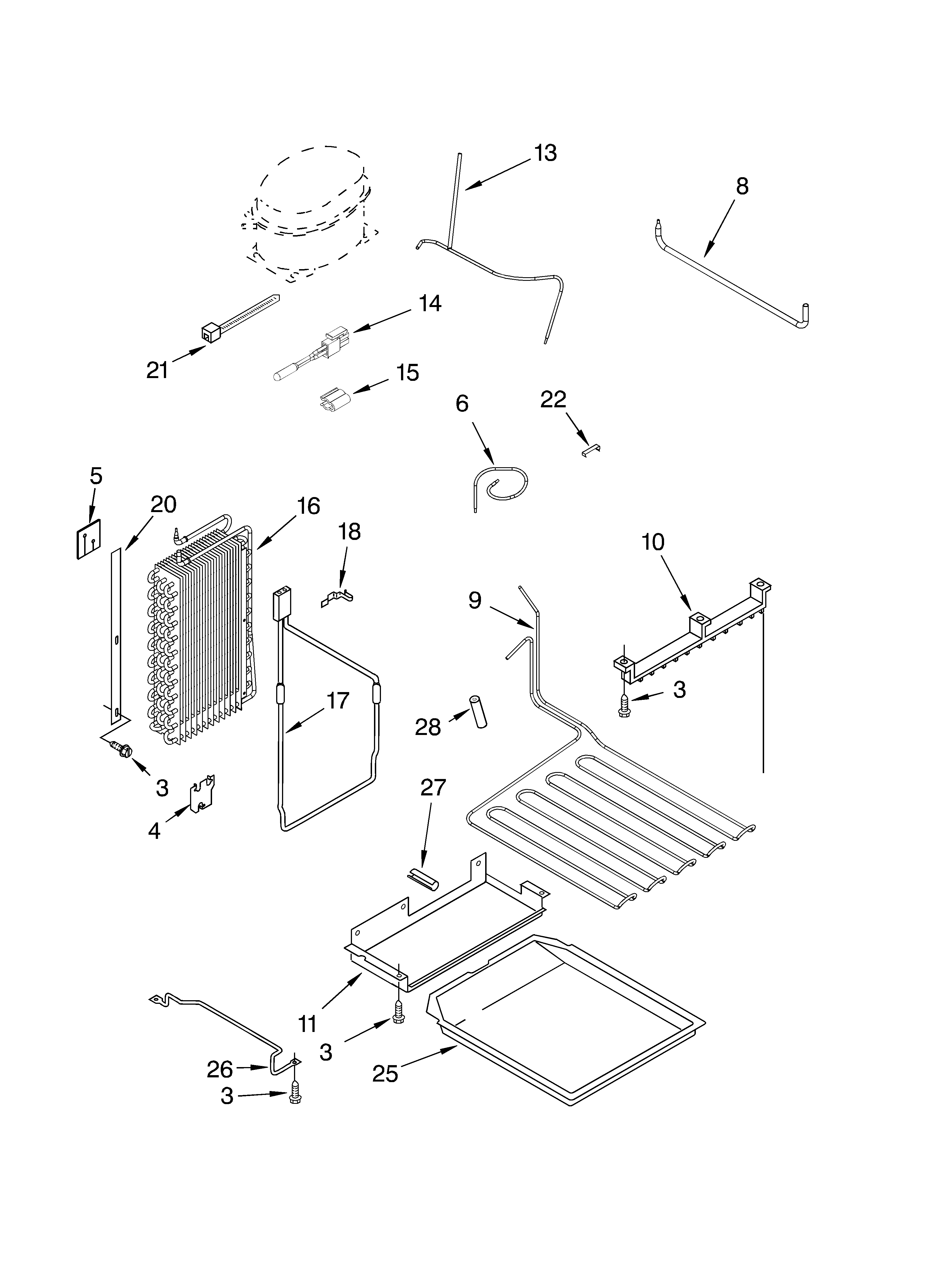 KitchenAid KSSC36QMS00 lower unit and tube parts diagram