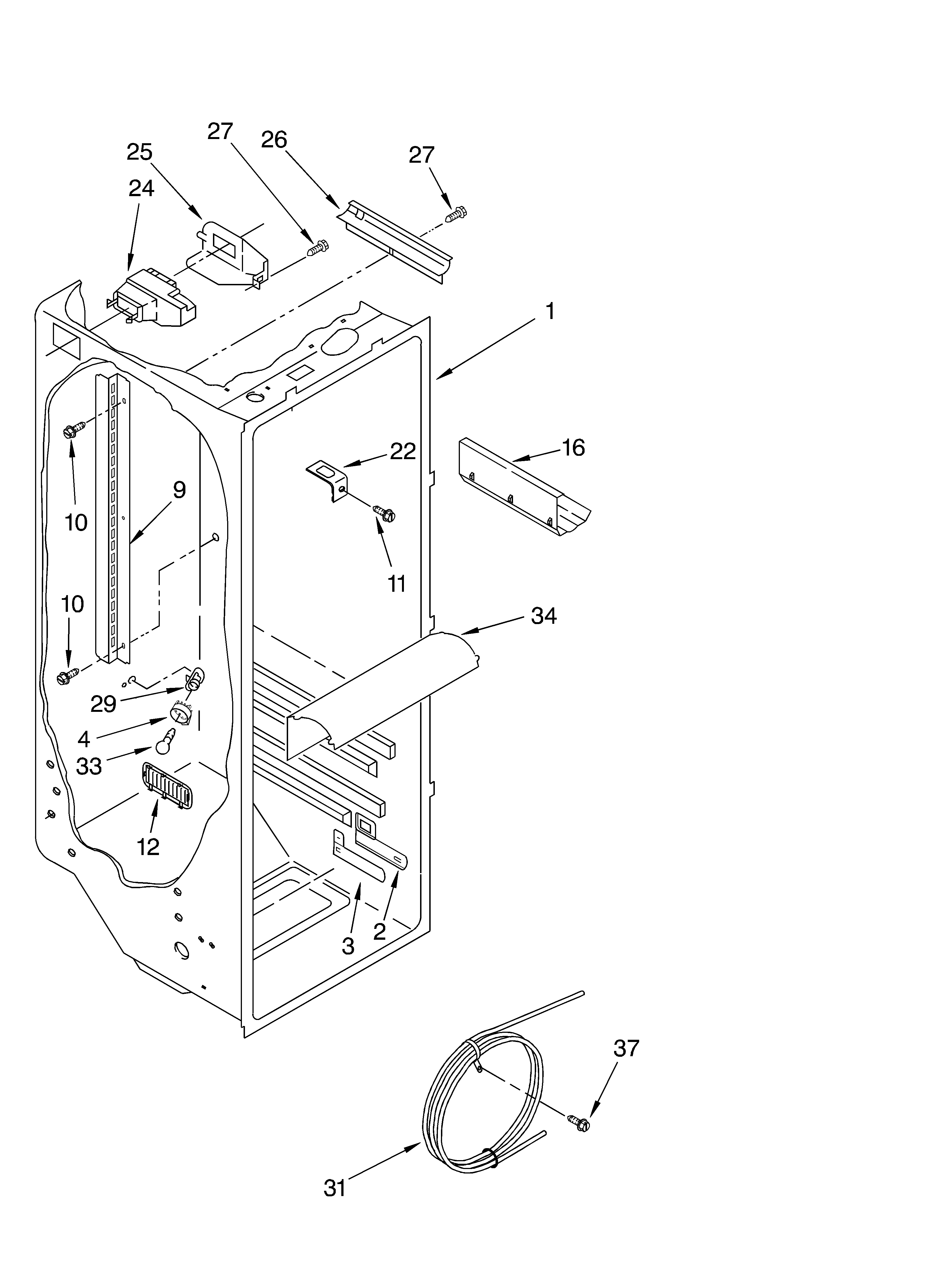 Whirlpool 3XED5SHQKQ02 refrigerator liner parts diagram