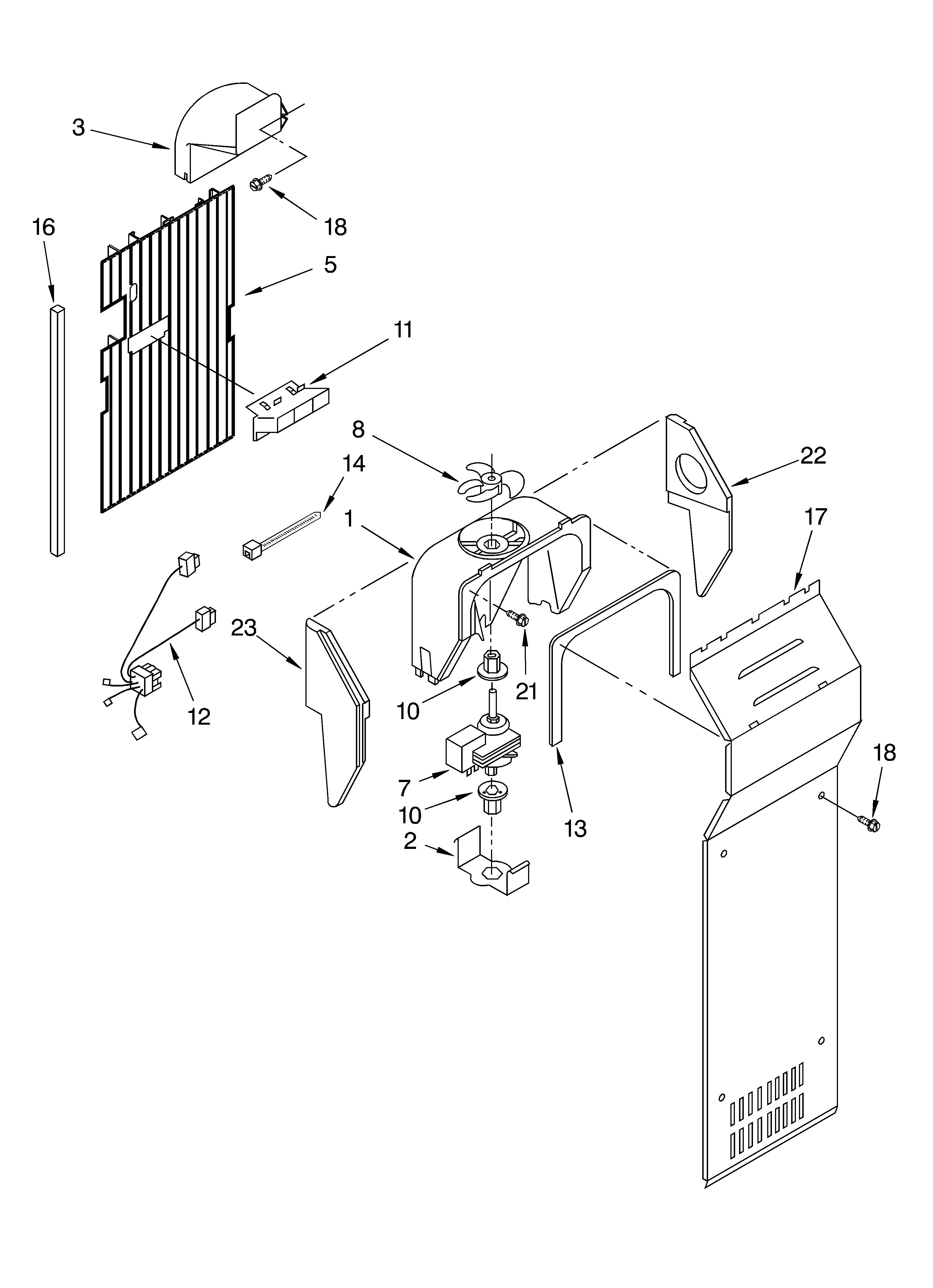 Whirlpool 4YED5FHQKT01 air flow parts diagram