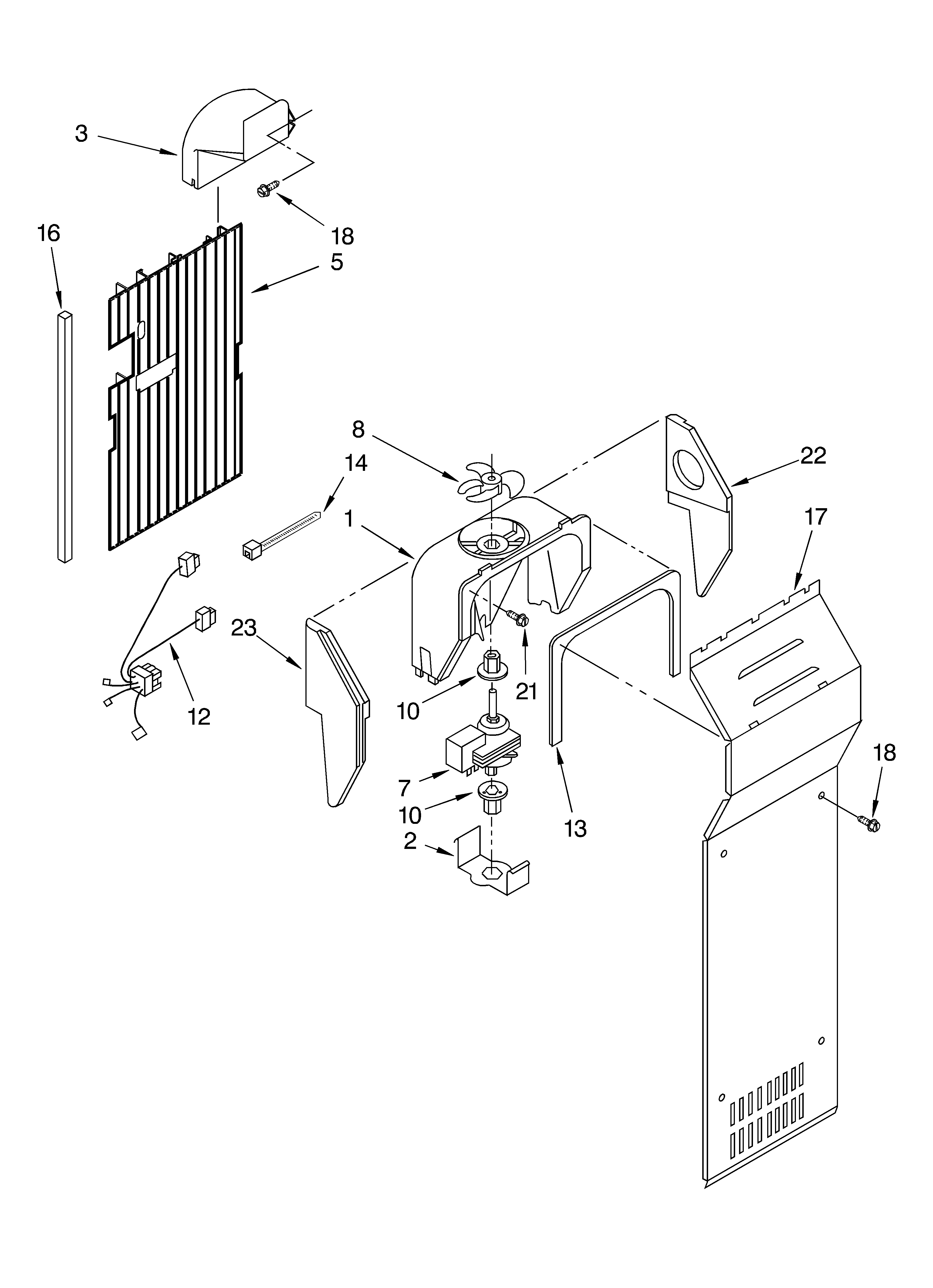Whirlpool 5VED7GTKKQ01 air flow parts diagram