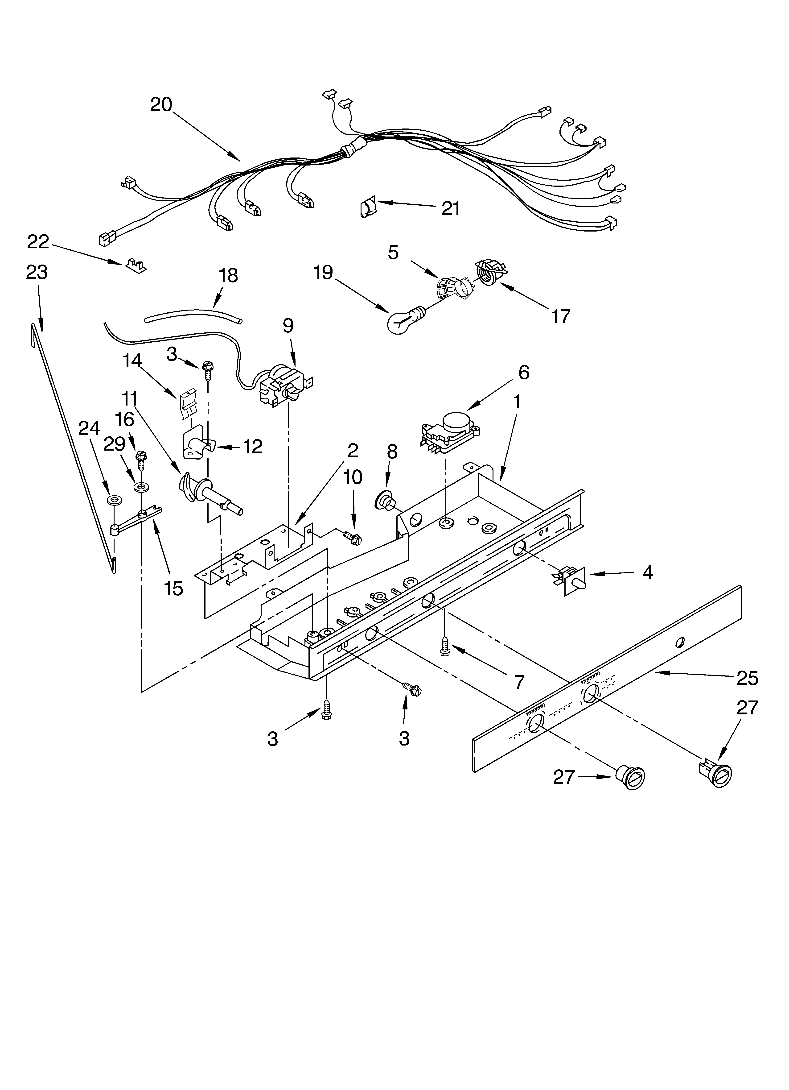 Whirlpool 5VED7GTKKQ01 control parts diagram