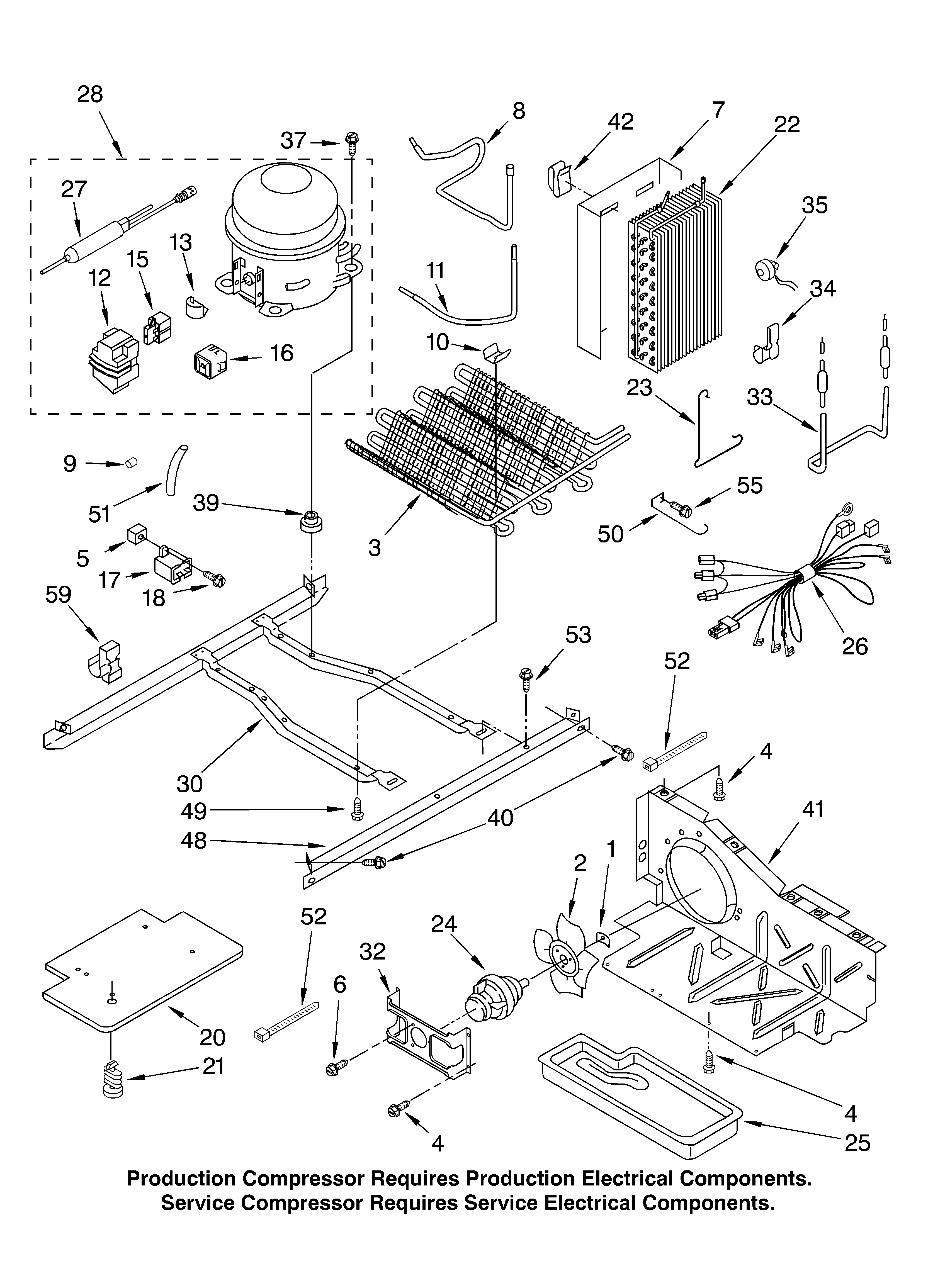 Whirlpool 5VED7GTKKQ01 unit parts, parts not illustrated diagram