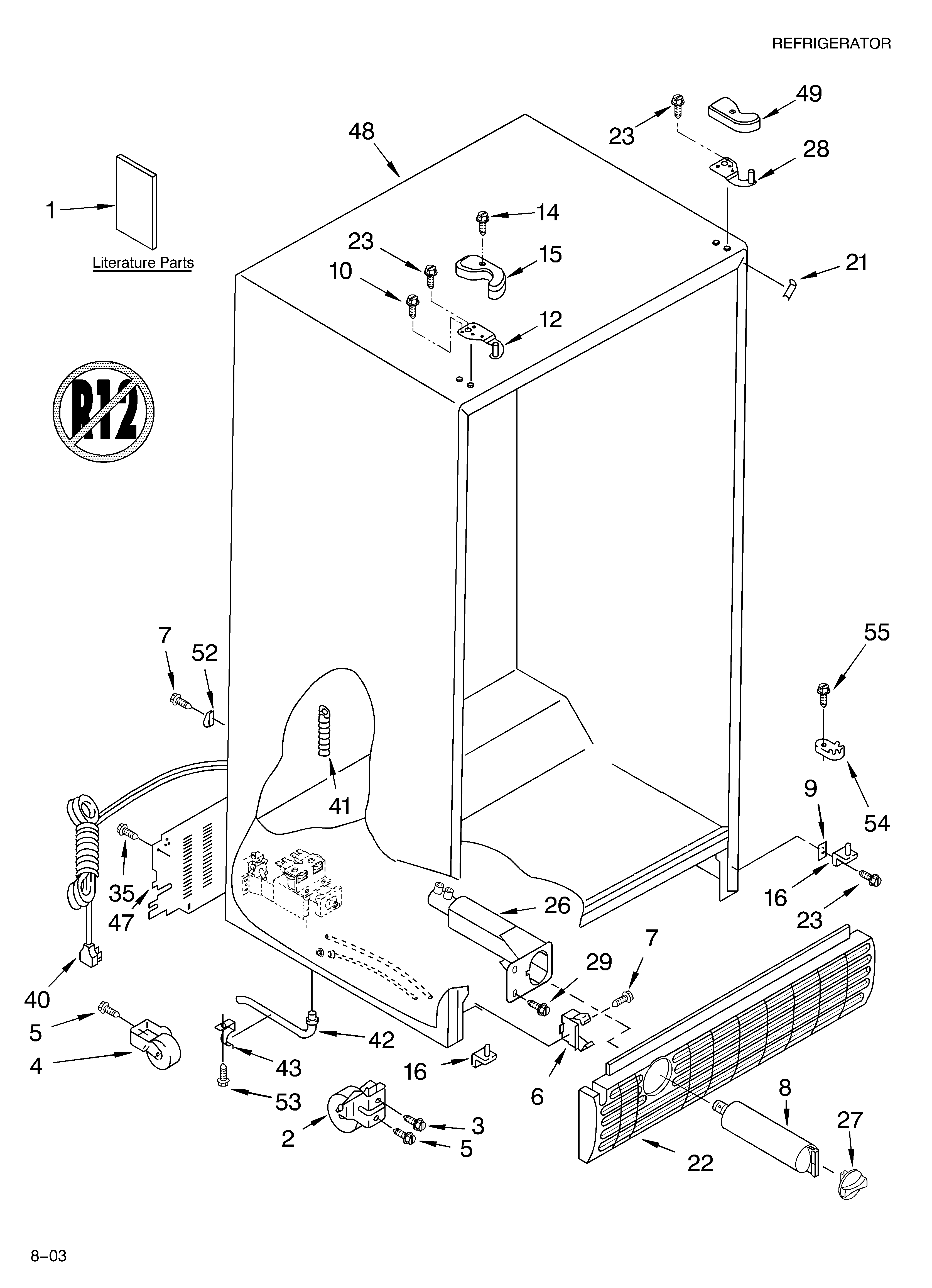 Whirlpool 5VGS7SHGKQ01 cabinet parts diagram